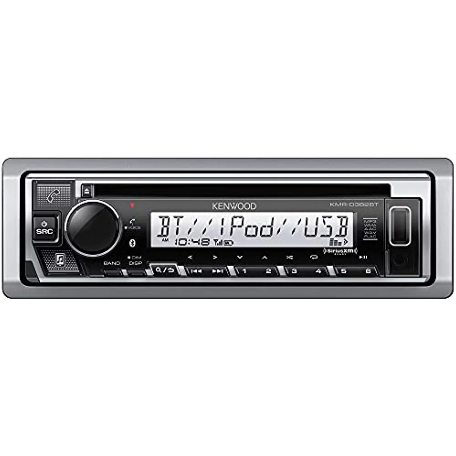 KENWOOD KMR-D382BTS Car & Marine Stereo – Single Din, Bluetooth Audio, CD USB MP3, Aux in, AM FM Radio SiriusXM Ready, Weatherproof, Multi Color Illumination