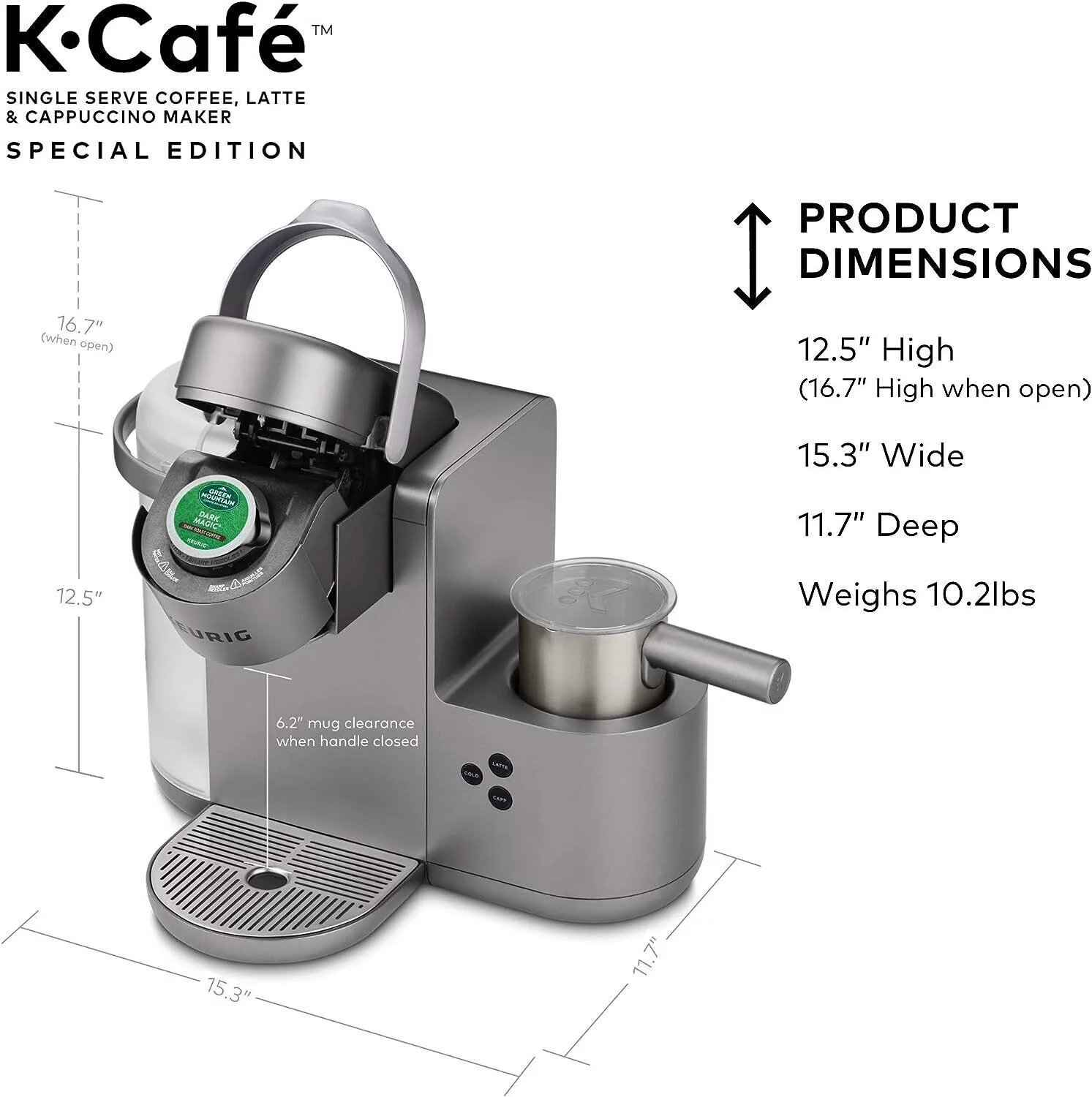 Keurig K-Cafe Special Edition Single-Serve K-Cup Pod Coffee, Latte, and Cappuccino Maker (Nickel)