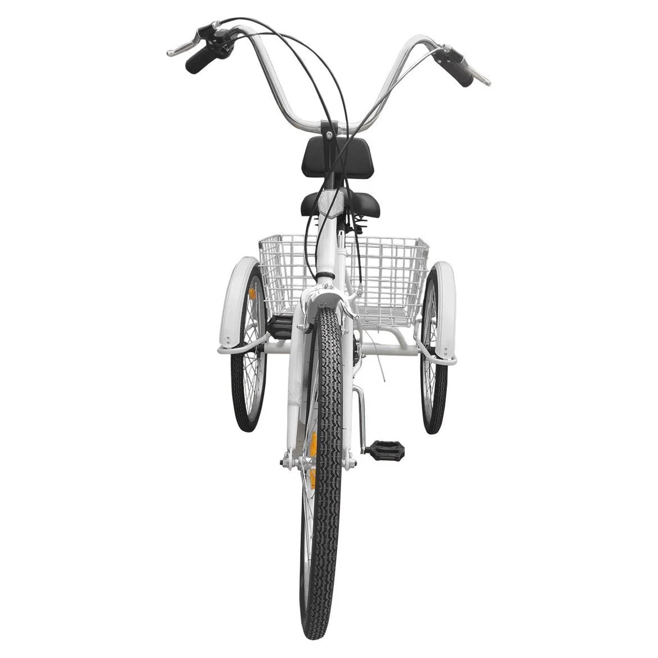 Motor Genic Unisex 7-Speed 24″ Adult 3-Wheel Tricycle Cruise Bike With Basket Women Trike Bycicle White