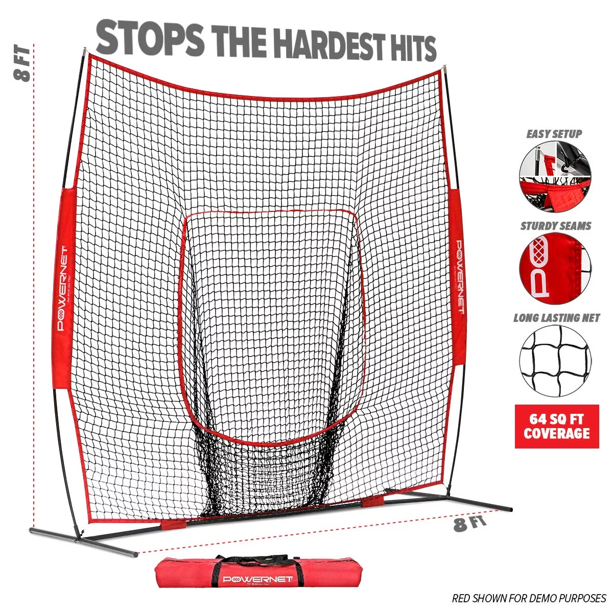 PowerNet 8×8 Modular Frame Hitting Net Ultra Portable with Quick Setup (1152)