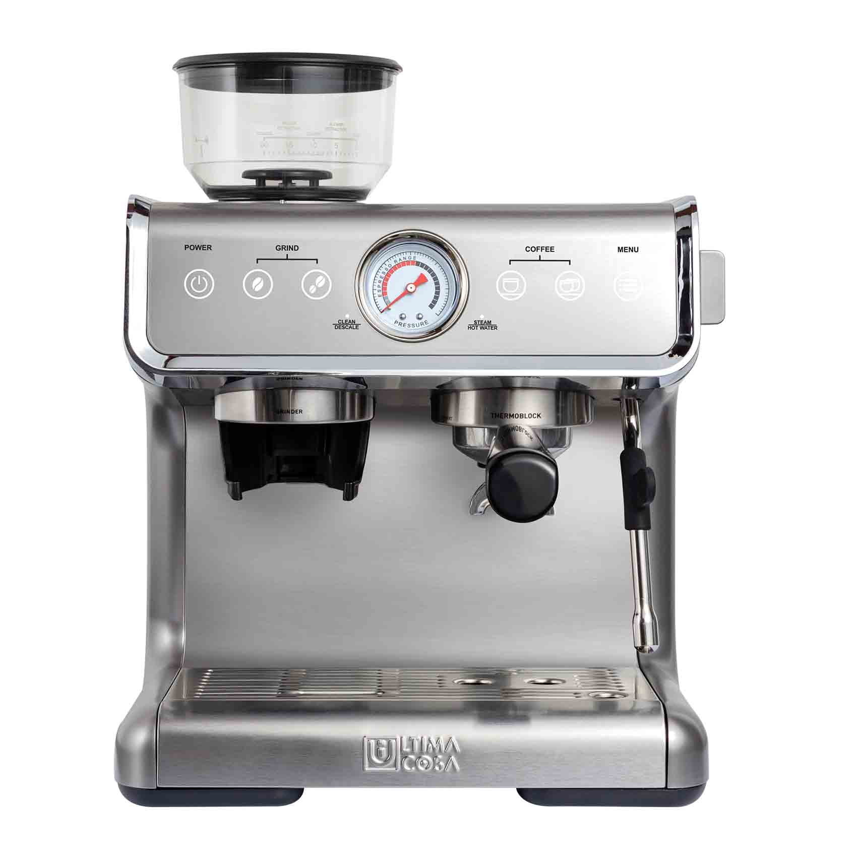 Ultima Cosa New Presto Bollente Semi-Automatic Espresso Machine – Silver – 2 Litre Water Tank