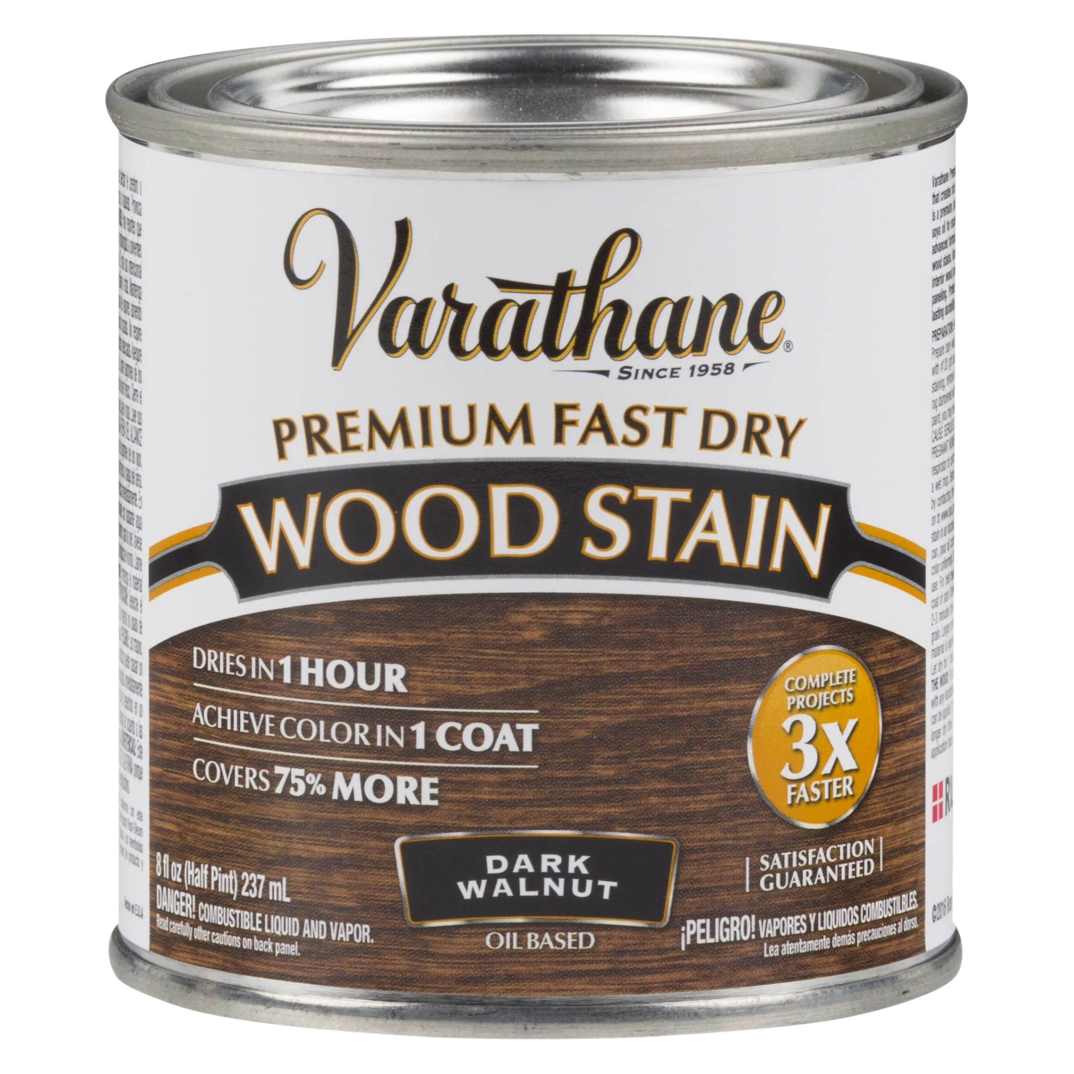 Dark Walnut, Varathane Premium Fast Dry Wood Stain-262025, Half Pint