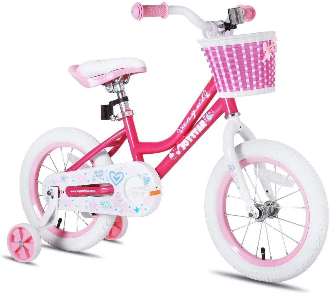 JOYSTAR Angel Girls Bike for Toddlers and Kids Ages 2-9 Years Old, 12 14 16 18 Inch Kids Bike with Training Wheels & Basket, 18 in Girl Bicycle with Handbrake & Kickstand