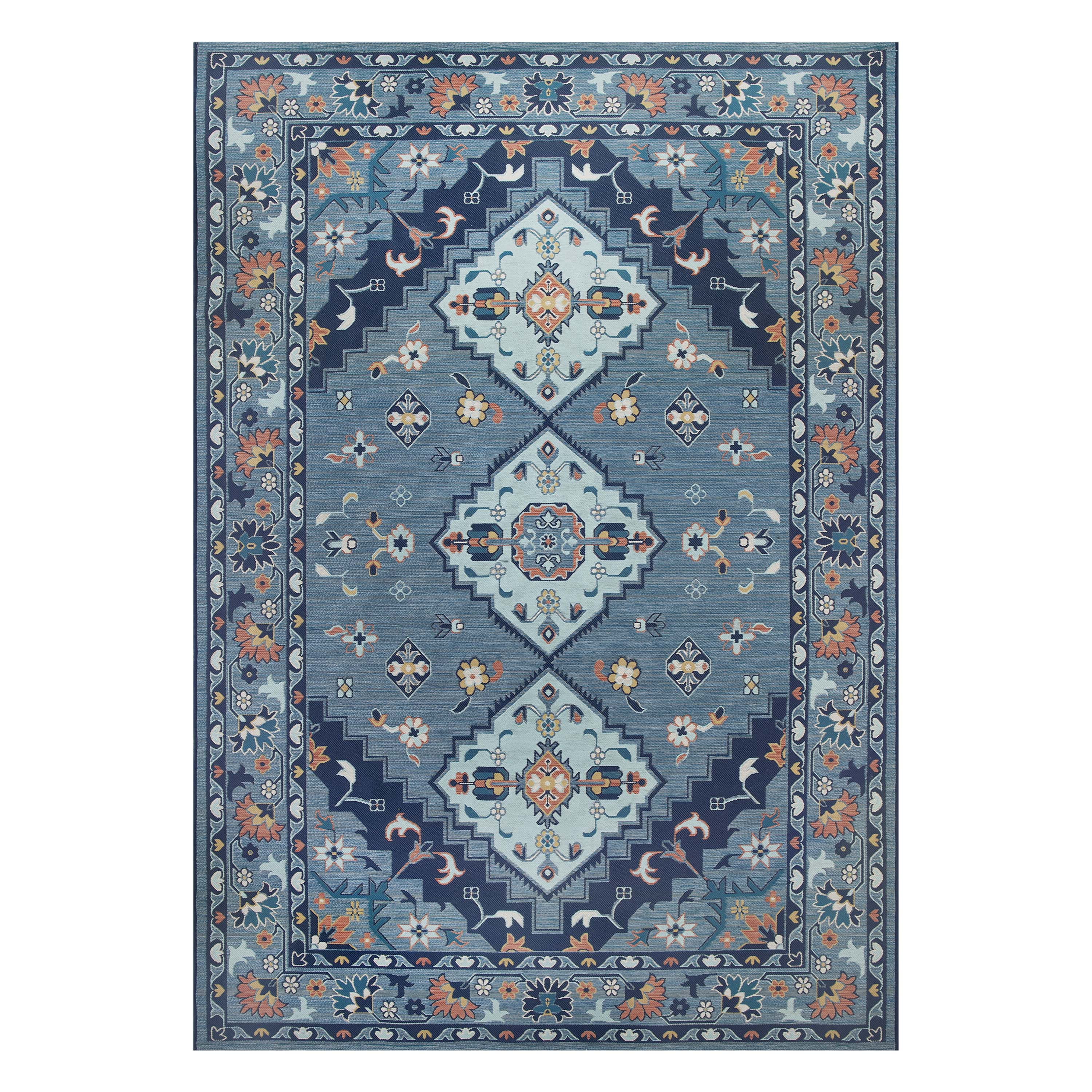 Better Homes and Gardens Woven Medallion 5′ x 7′ Outdoor Rug – Polypropylene/Polyester – Indigo Blue