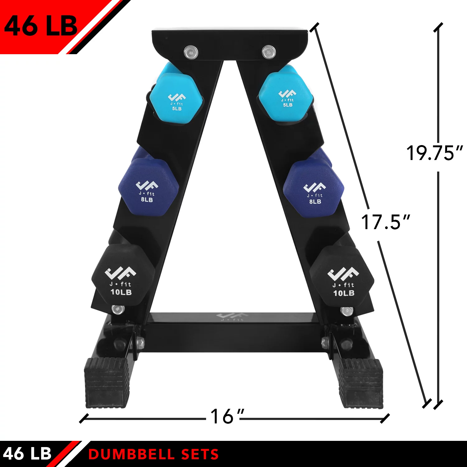 46 lb dumbell set w/steel stand