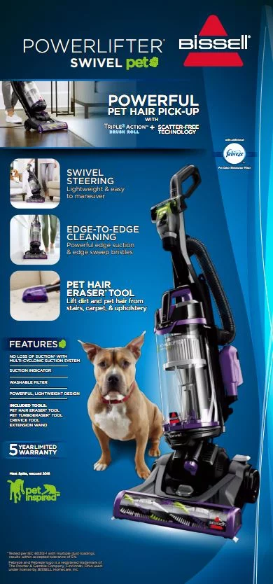 BISSELL Power Lifter Pet with Swivel Bagless Upright Vacuum, 2260