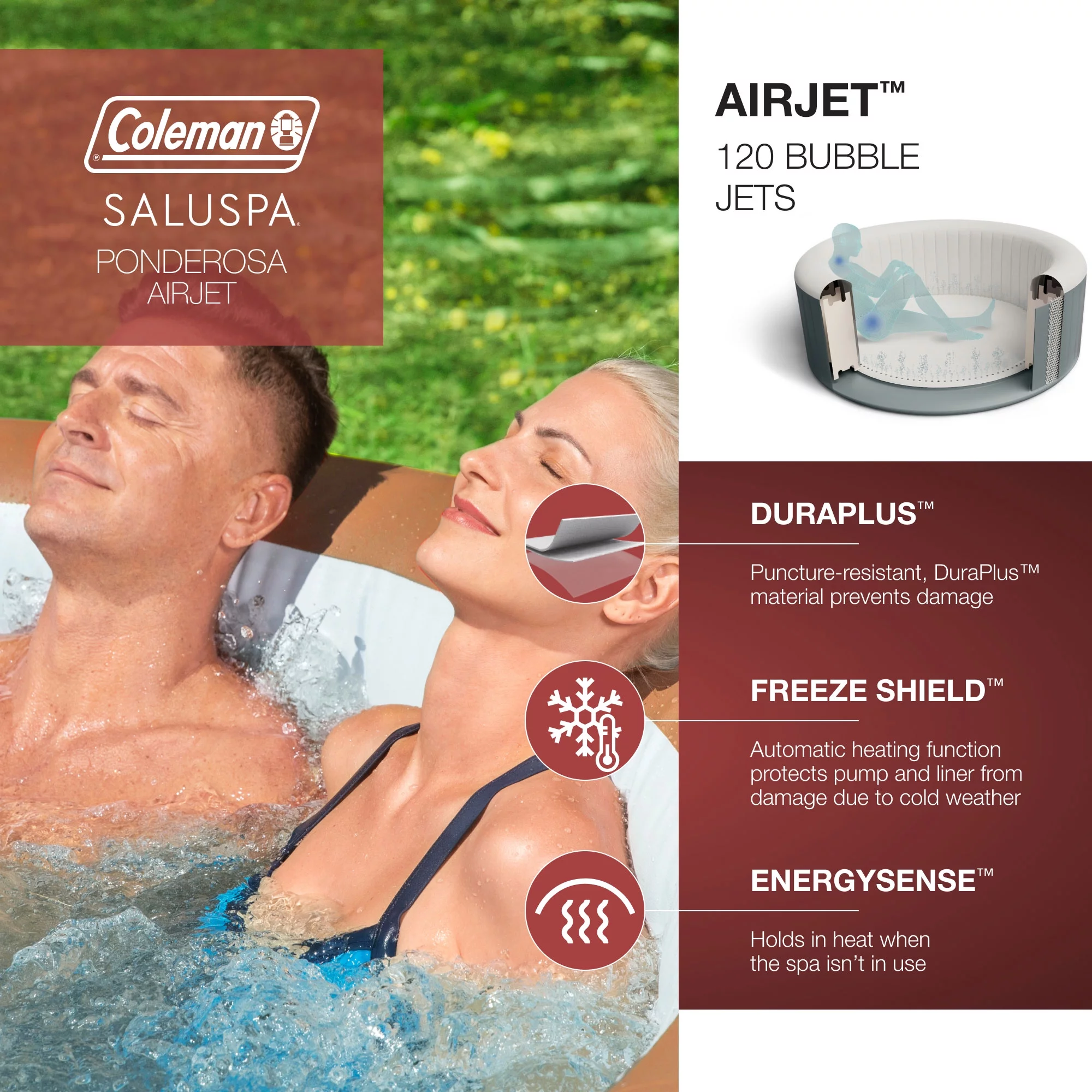 Bestway Coleman Miami AirJet Inflatable Hot Tub with EnergySense Cover