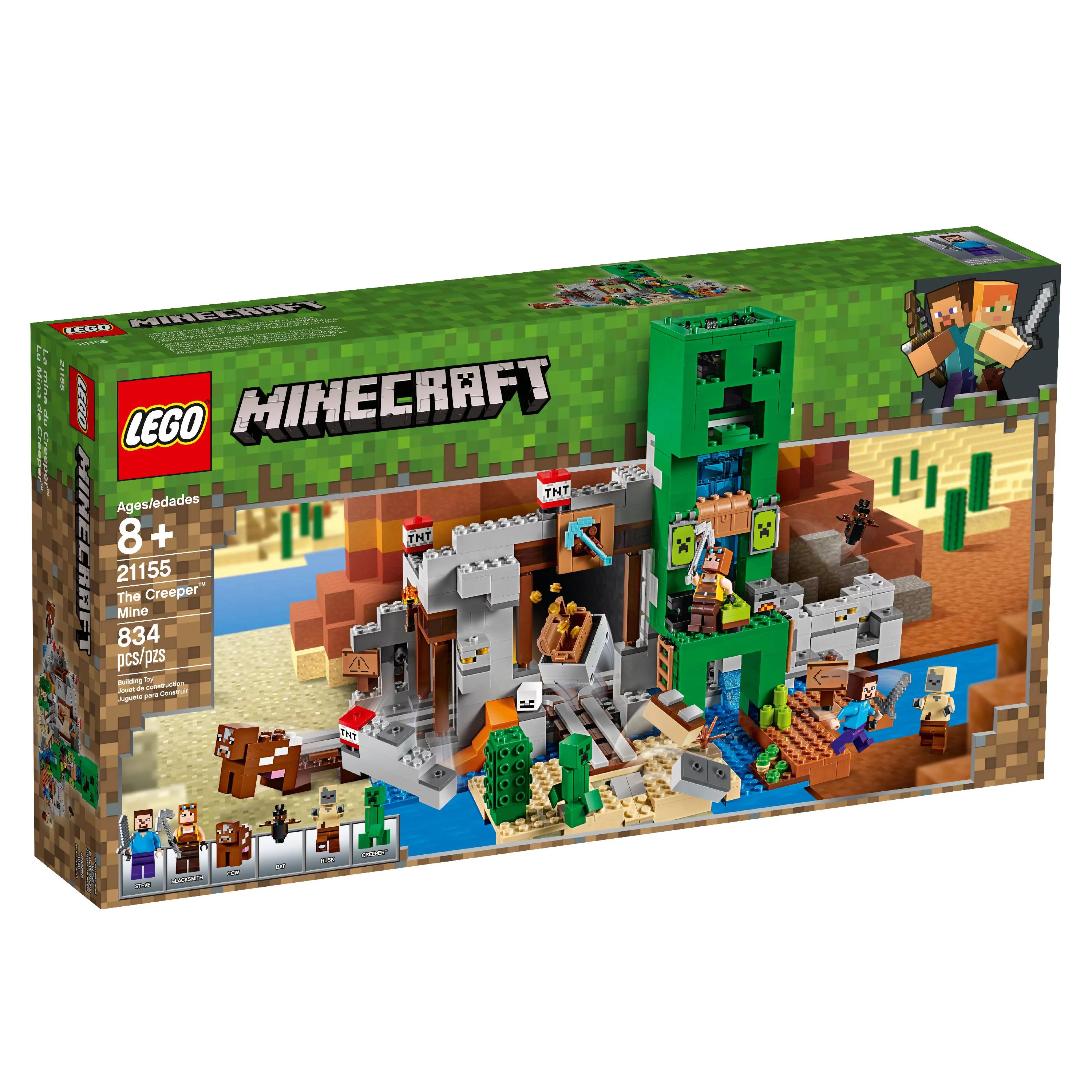 LEGO Minecraft The Creeper Mine 21155 Toy Rail Track Building Set (830 Pieces)