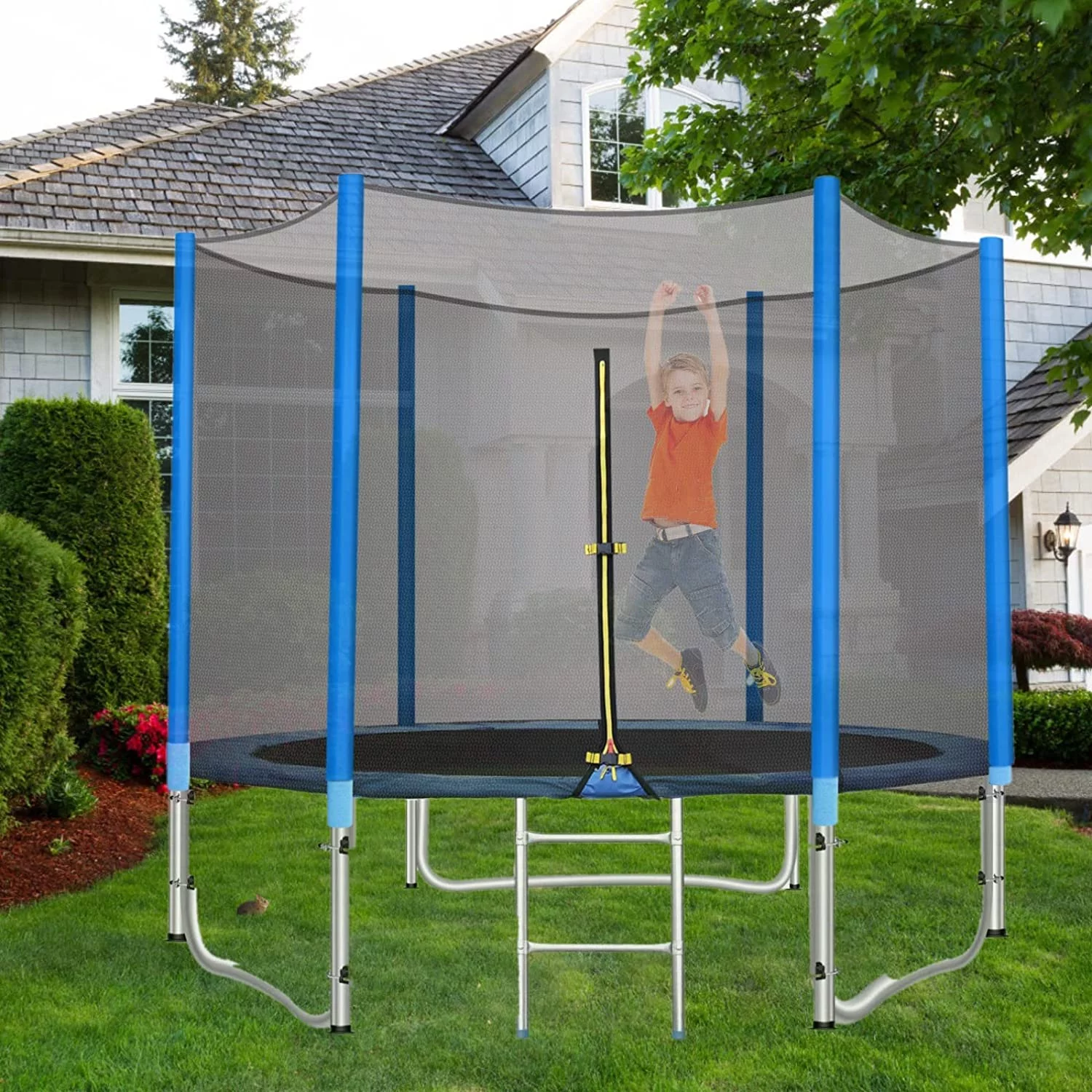 Arlopu 8FT Round Trampoline with Safety Enclosure Net for 2-3 Kids, Outdoor Yard Recreational Trampolines with Ladder