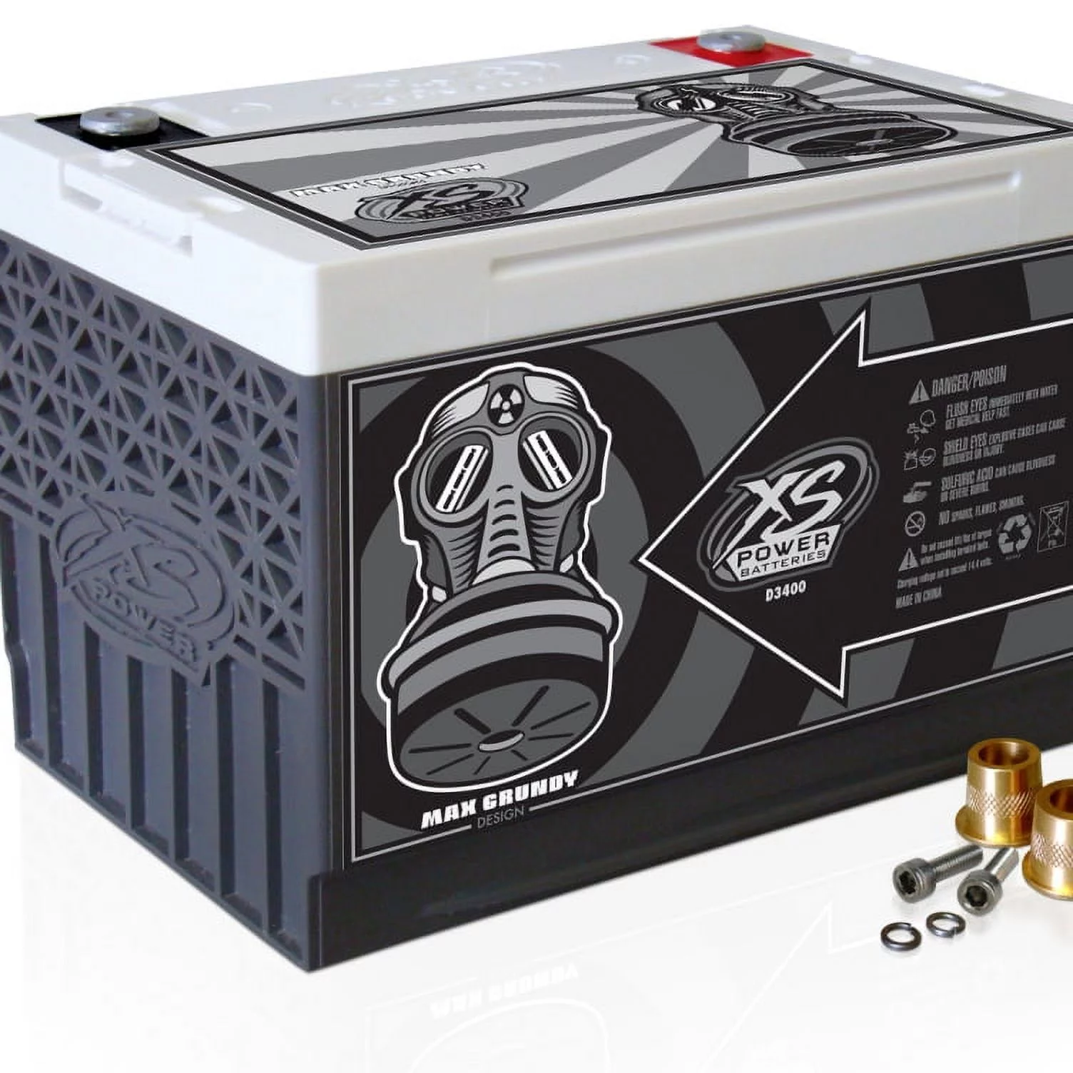 XS Power 12V BCI Group 34R AGM 4000W 3300A Car Battery with Terminal Bolt D3400