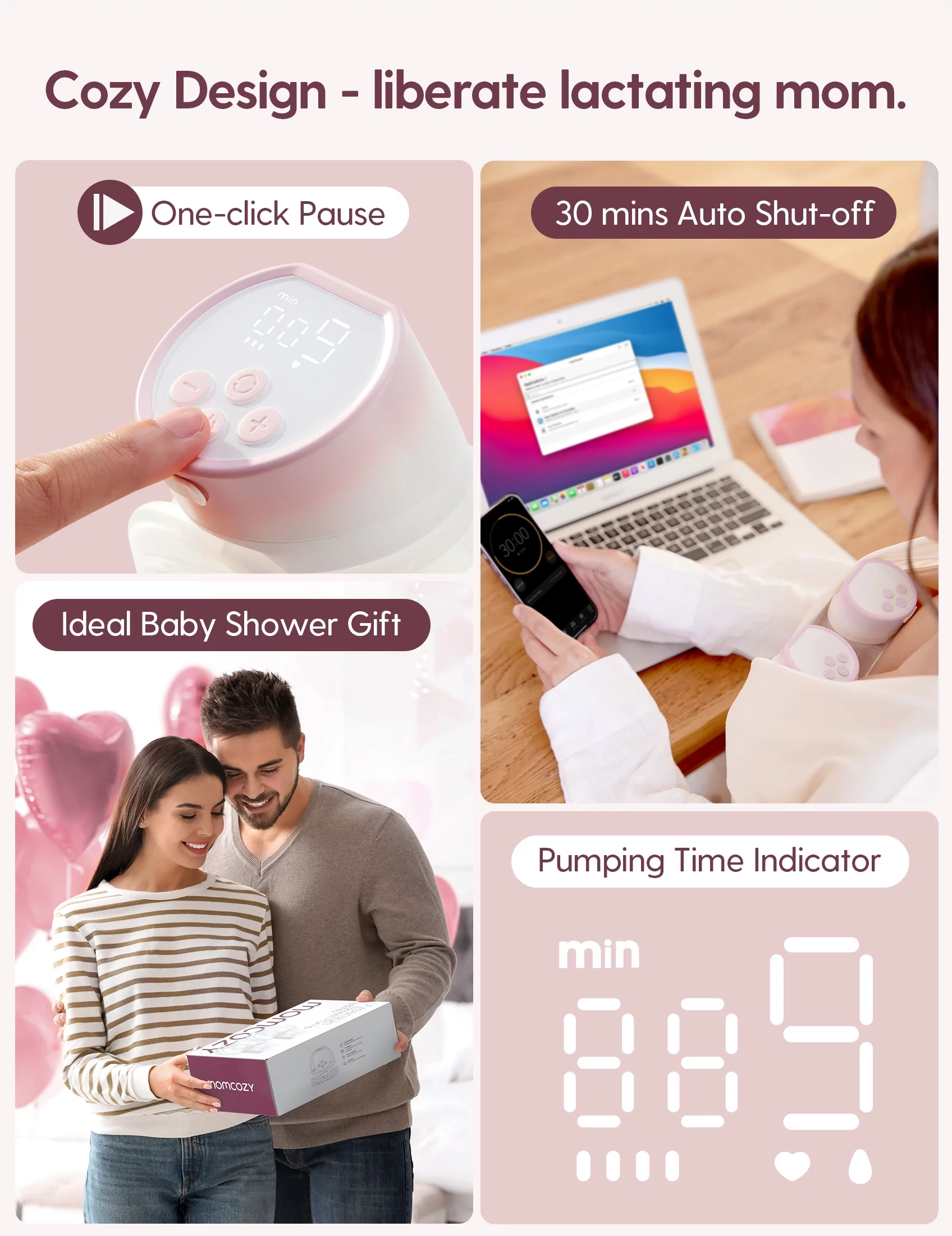 Momcozy S12 Pinky Pro Hands Free Breast Pump Wearable, 24mm 2 Pack Electric