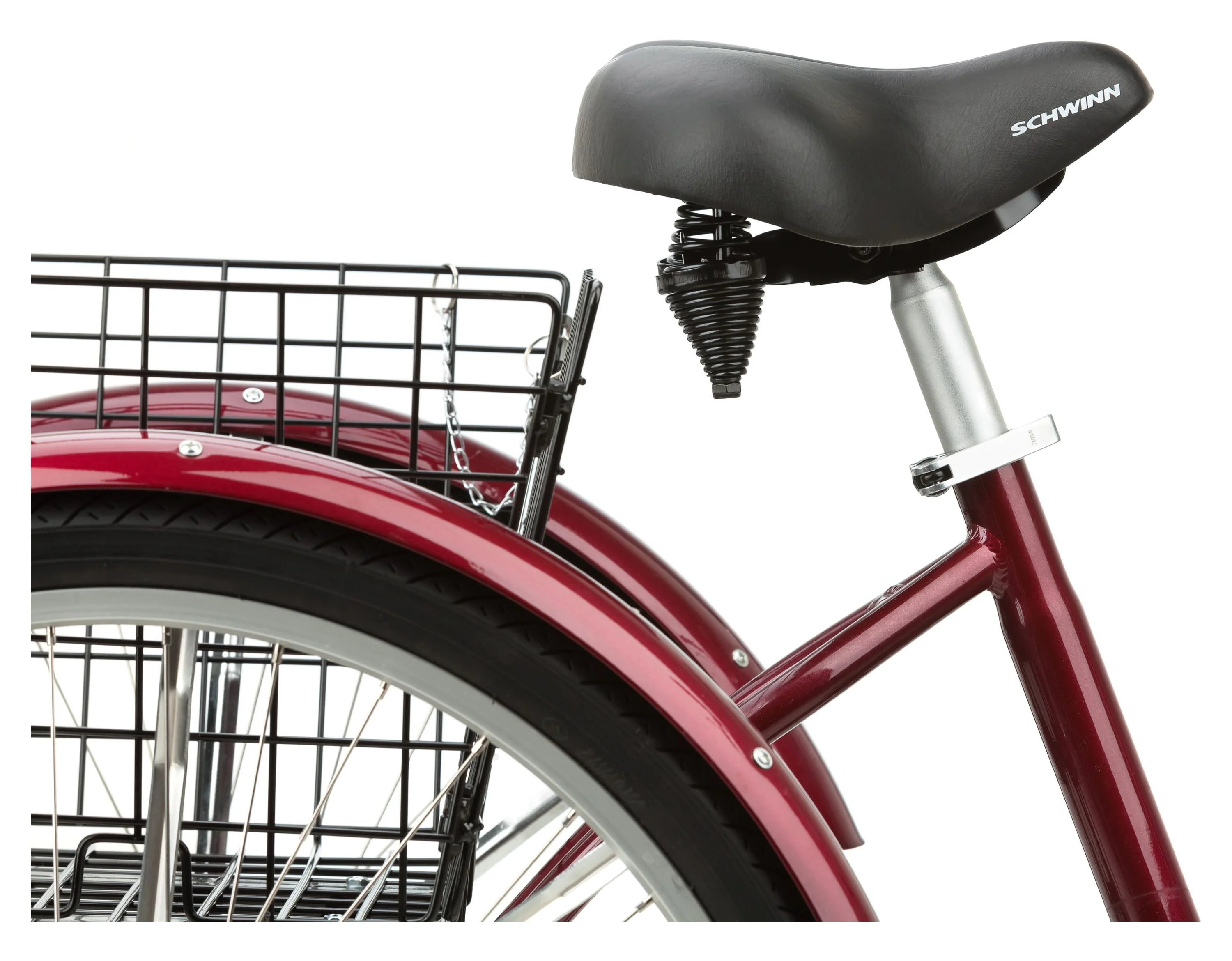 Schwinn Meridian Adult Tricycle, 26-inch wheels, rear storage basket, Cherry