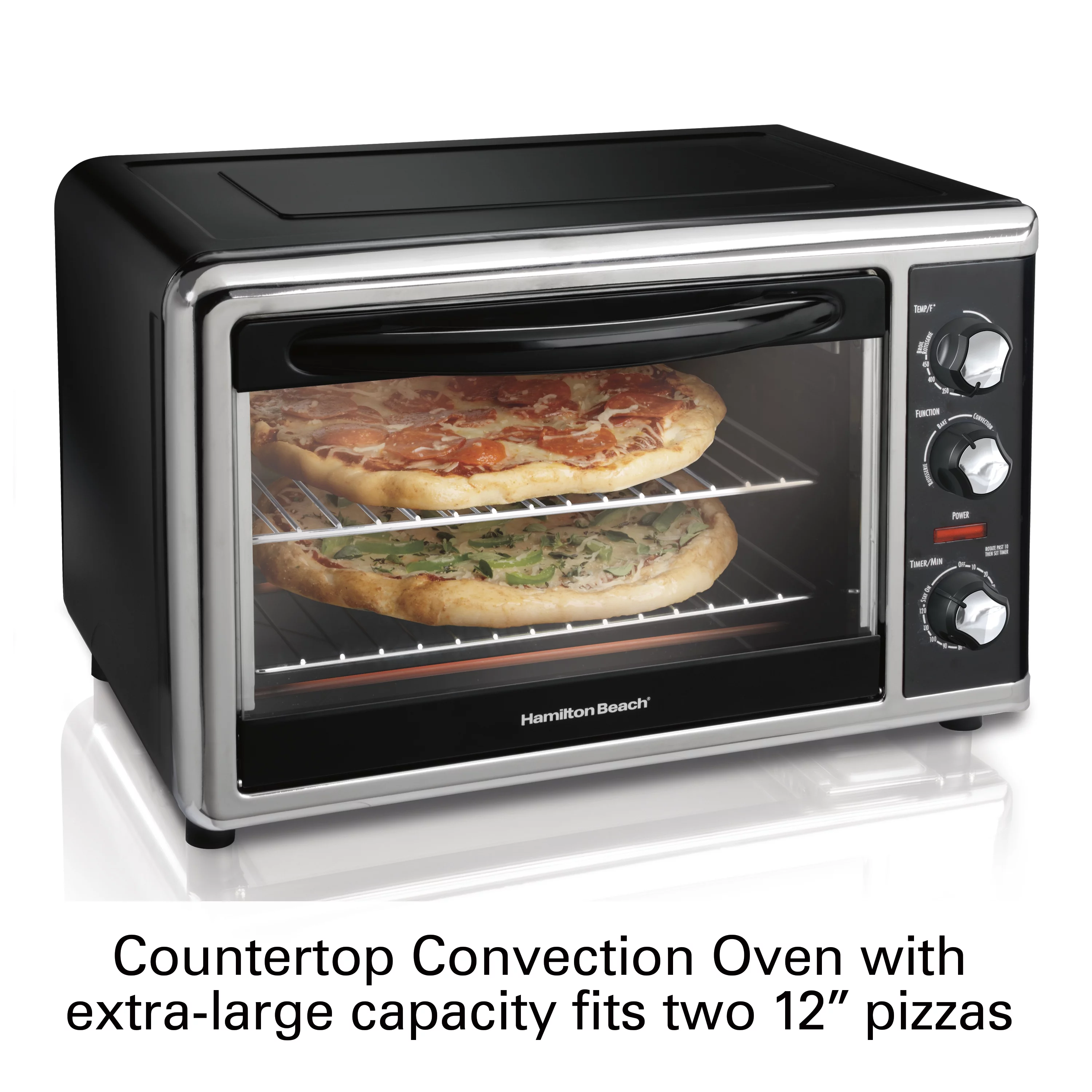 Hamilton Beach Countertop Oven with Convection and Rotisserie, Baking, Broil, Extra Large Capacity, Silver, 31100D