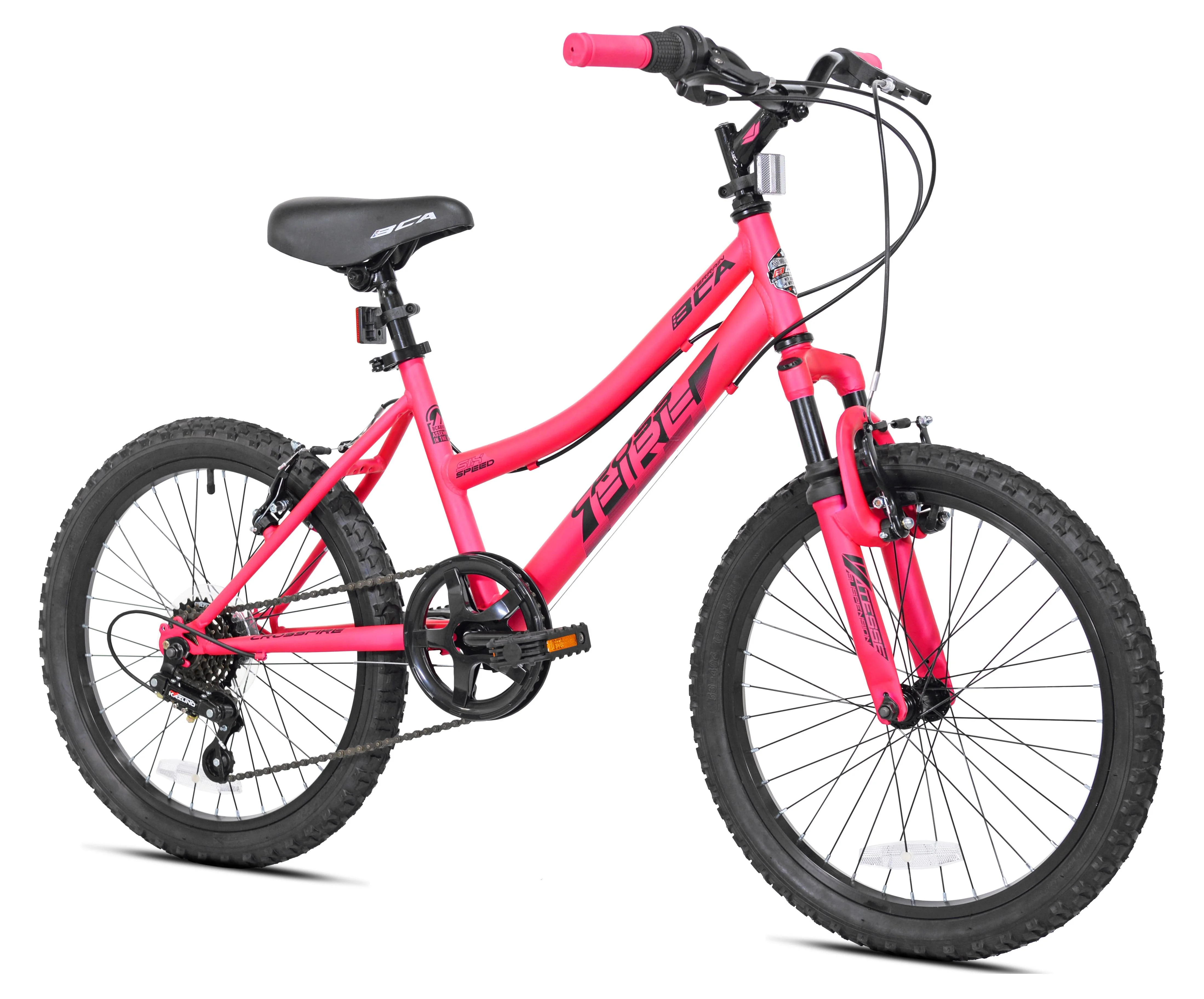 BCA 20″ Crossfire 6-Speed Girl Child Mountain Bike, Pink/Black