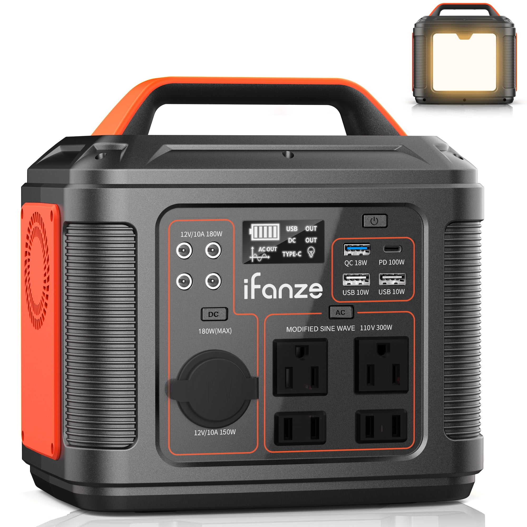 Portable Power Station 300W, iFanze 296Wh 80000mAh Outdoor Solar Generator for Outdoor Camping, Home Backup, RV Camping, Emergency, Power Outages