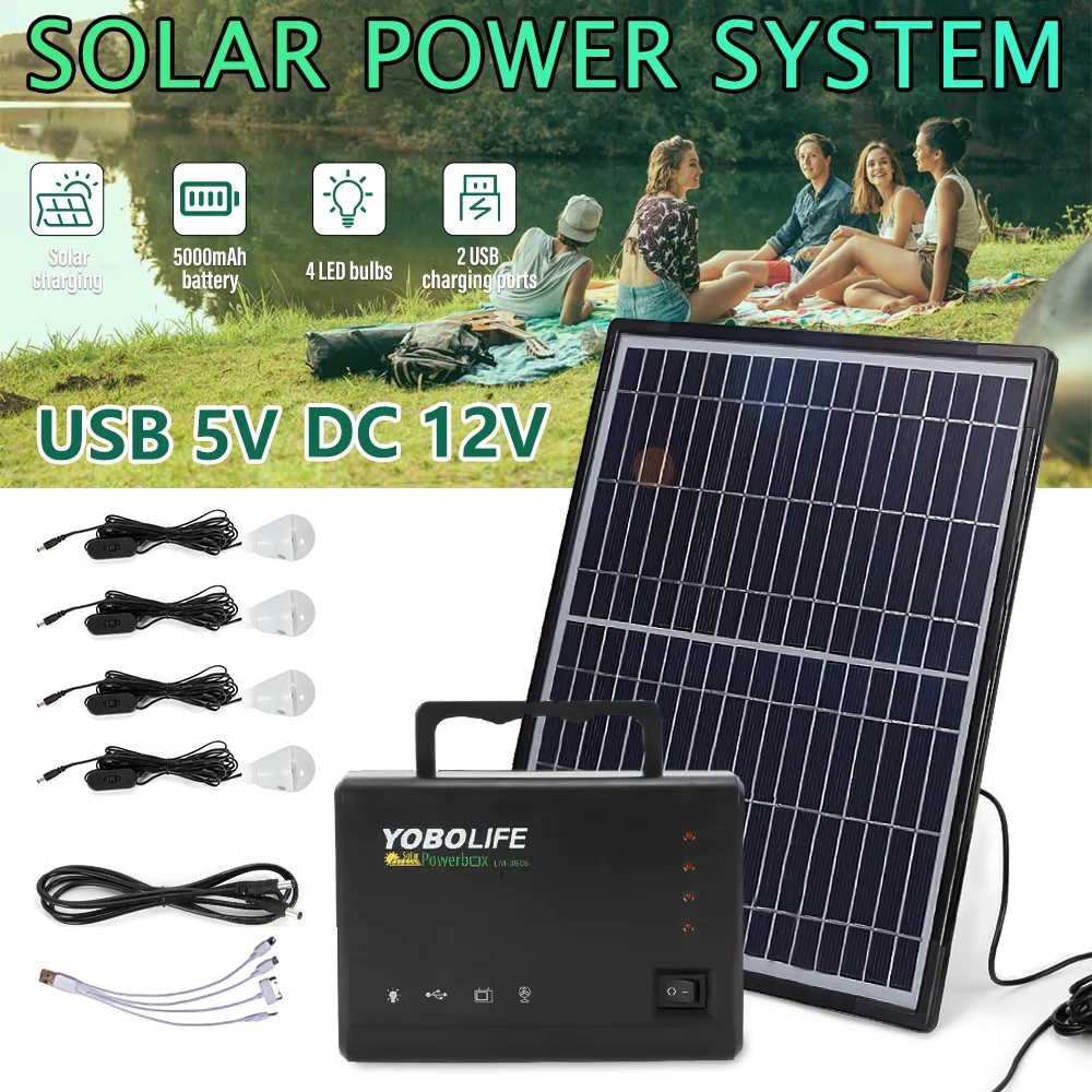 10W Portable Power Station, 5A Solar Generator with 1 DC 12V Ports/2 2.1A USB Ports, Portable Power Bank For Camping Outdoor Family Rv Emergency