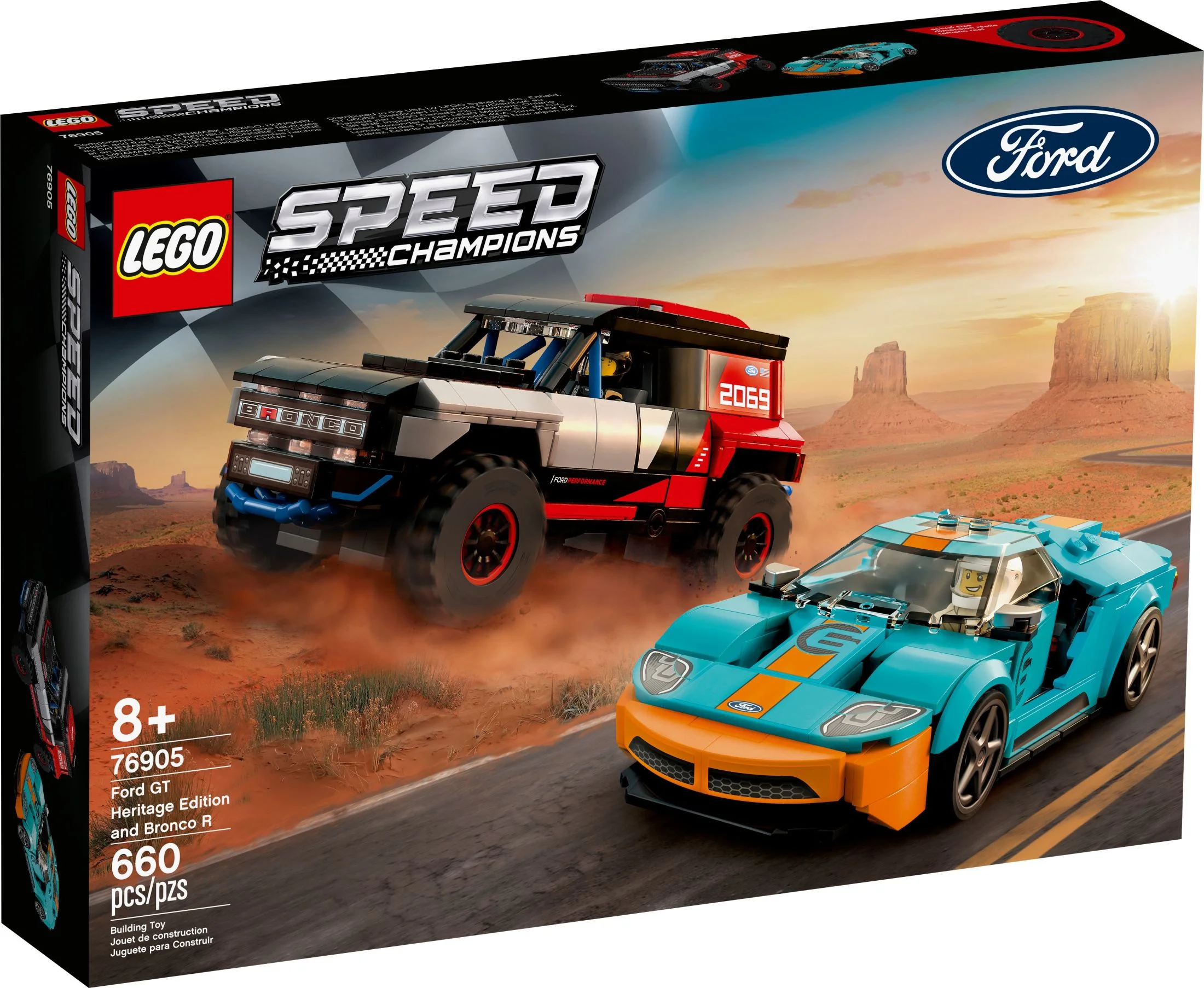 LEGO Speed Champions Ford GT Heritage Edition and Bronco R 76905 Building Toy (660 Pieces)