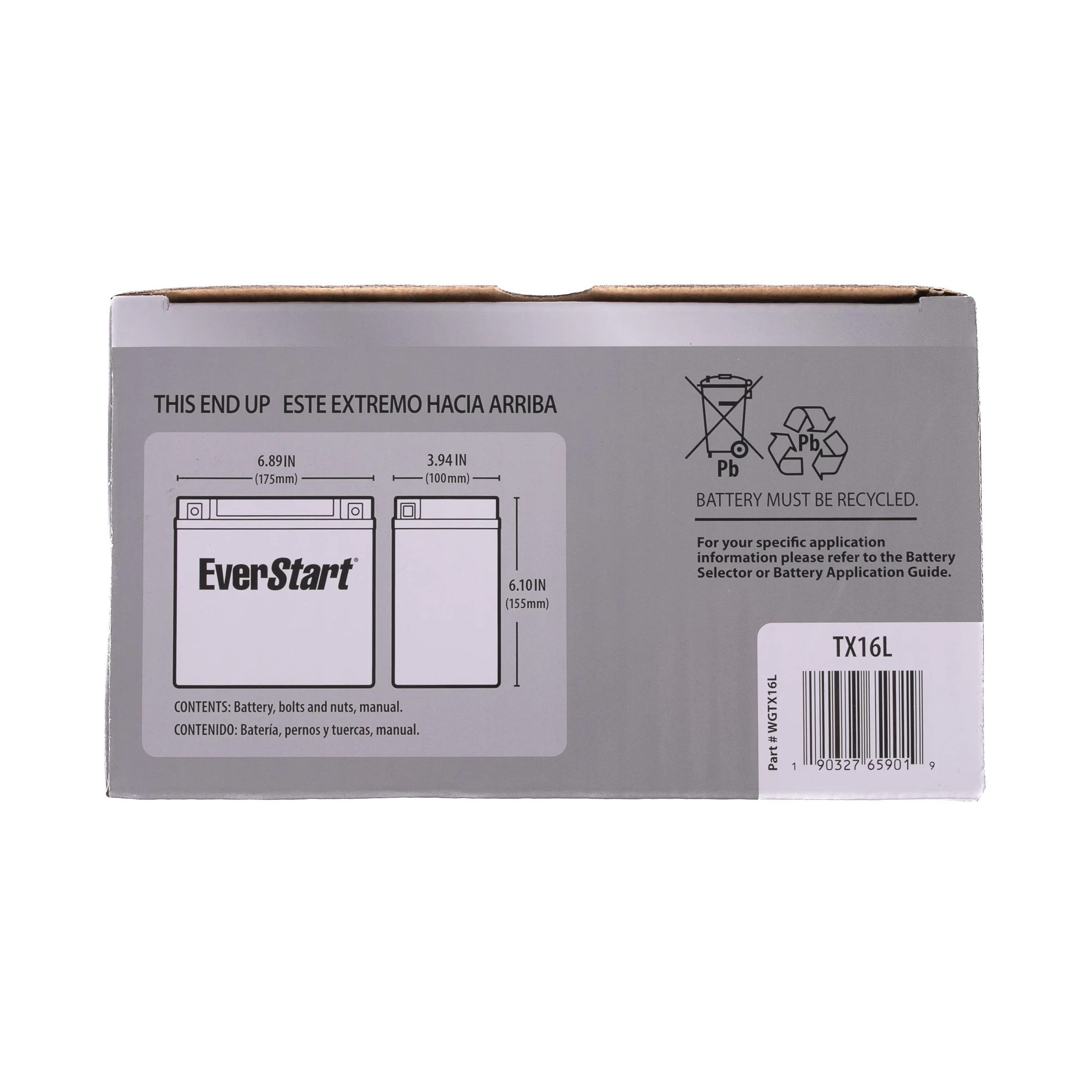 TX16L EverStart AGM Factory Activated Powersport 12 Volt Battery 230 CCA 14 RC