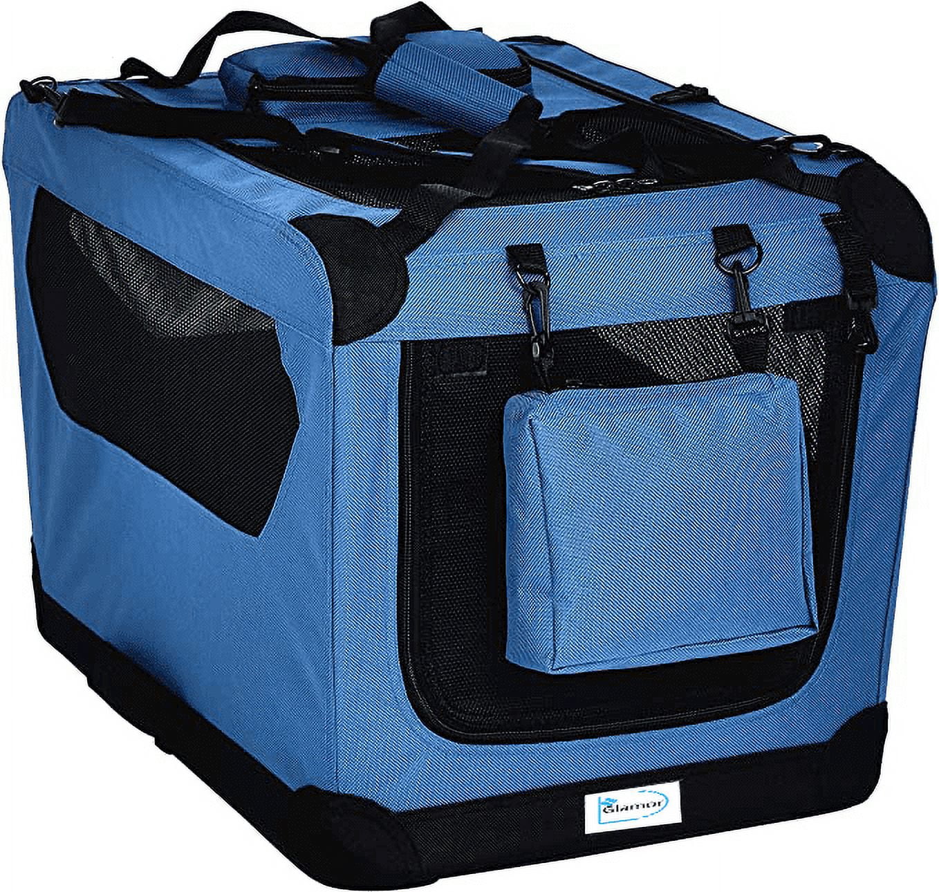 Folding Portable Soft Pet Dog Crate Carrier Kennel (Blue / 36 x 24 x 24 Inches)