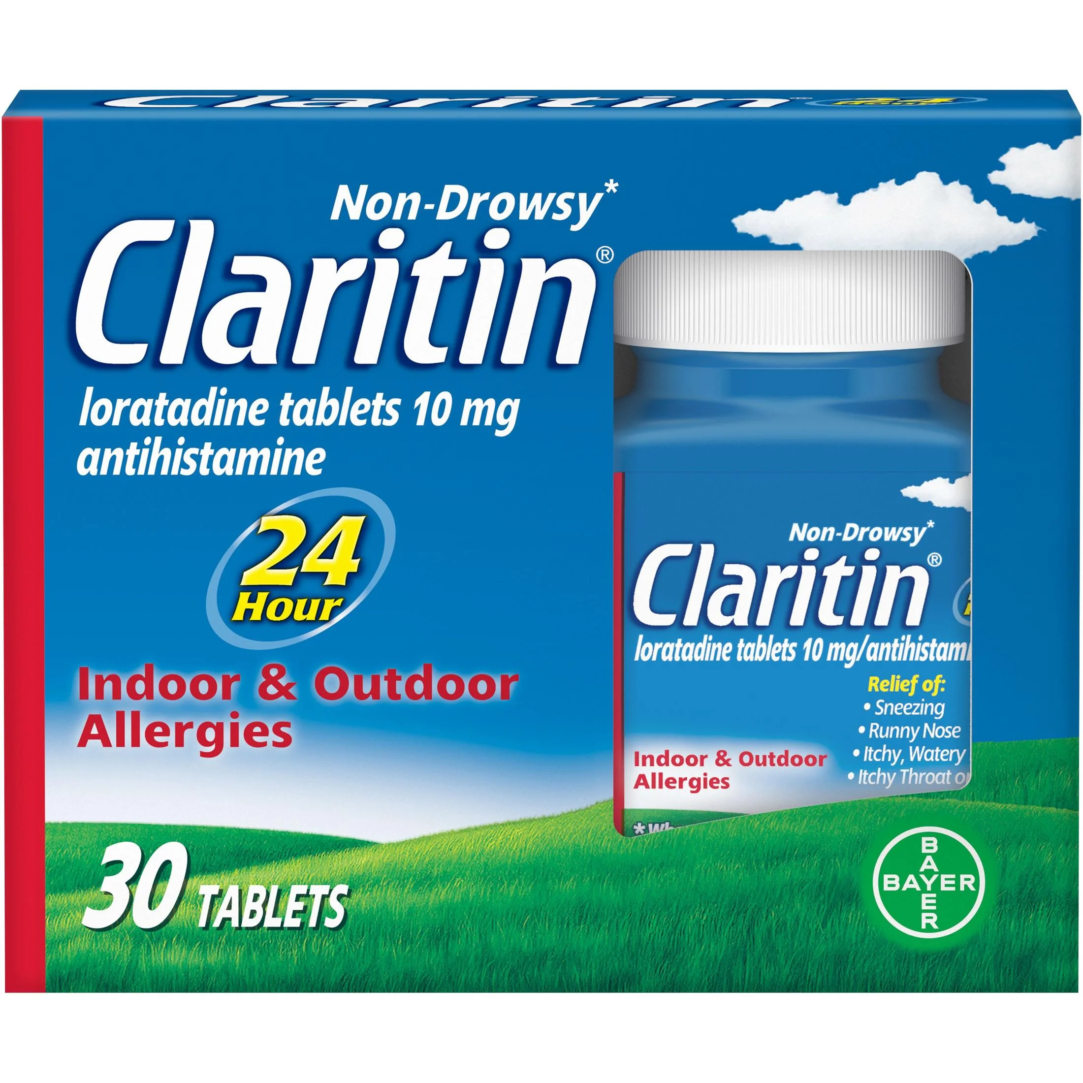 Claritin 24 Hour Non-Drowsy Allergy Medicine, Loratadine Antihistamine Tablets, 30 Ct