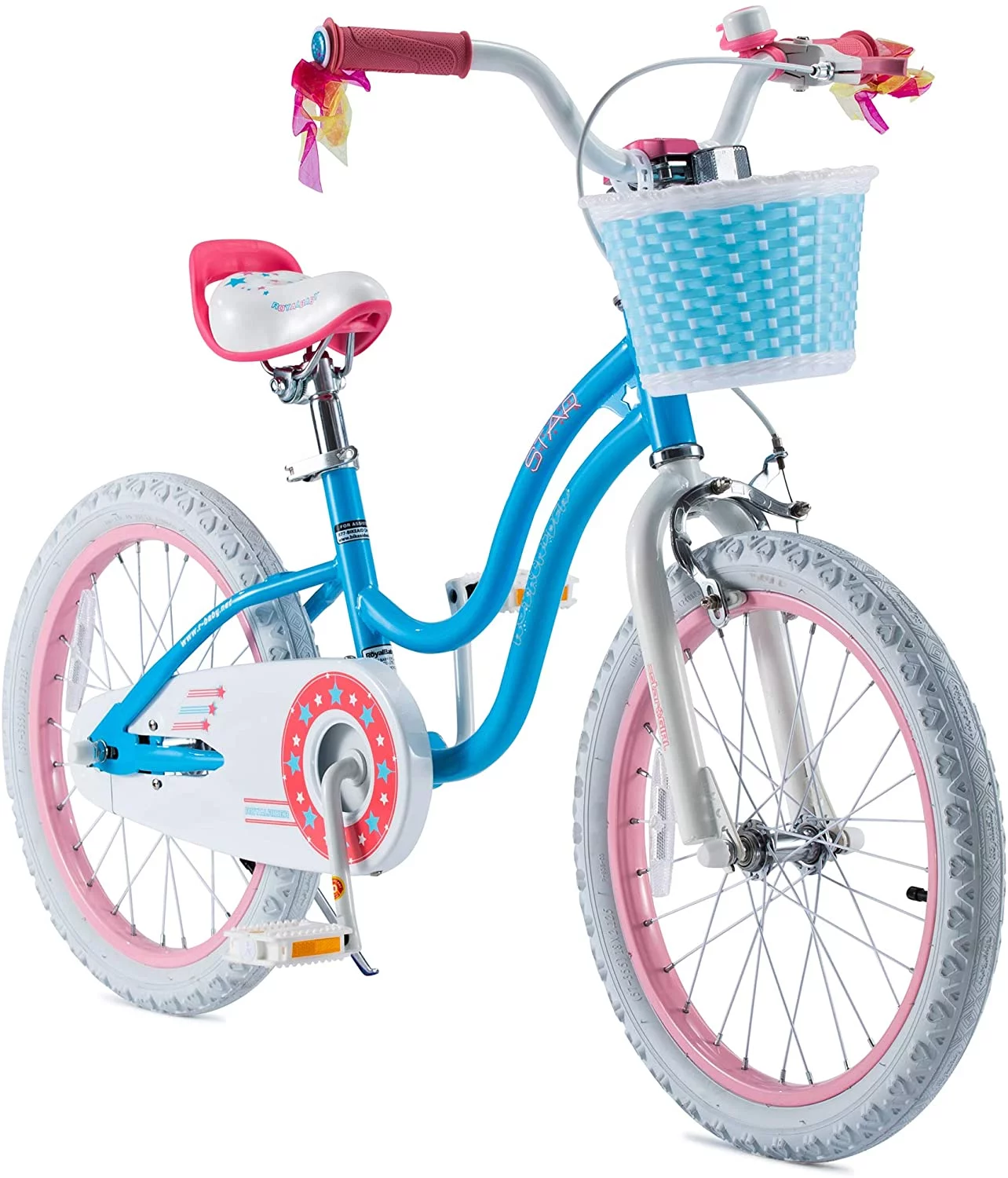 Royalbaby Girls Kids Bike Stargirl 18 In. Bicycle Basket Kickstand Blue Child’s Cycle