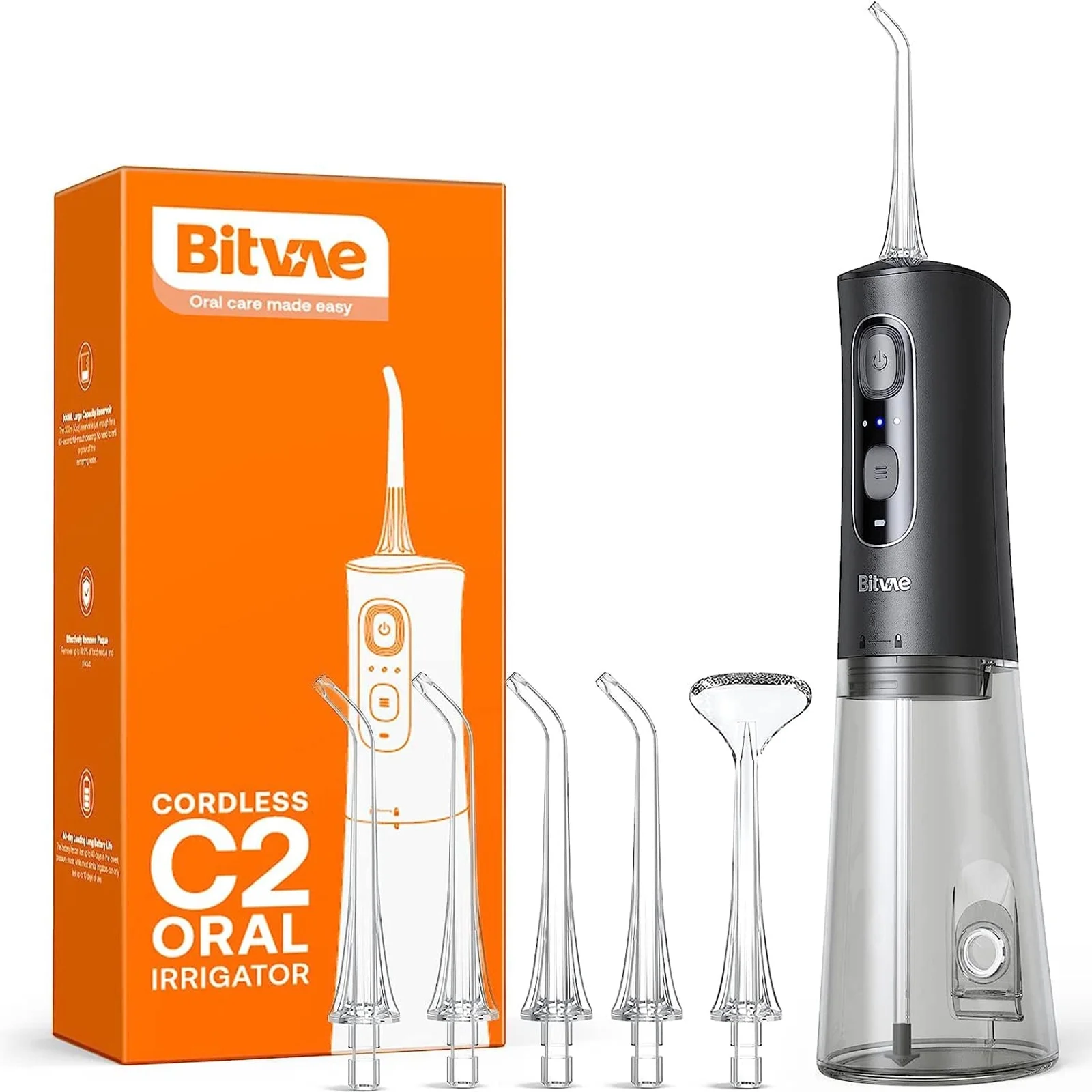 Bitvae Cordless Water Flosser, IPX7 Waterproof USB Rechargeable Oral Irrigator, 6 Jet Tips for Deep Cleaning