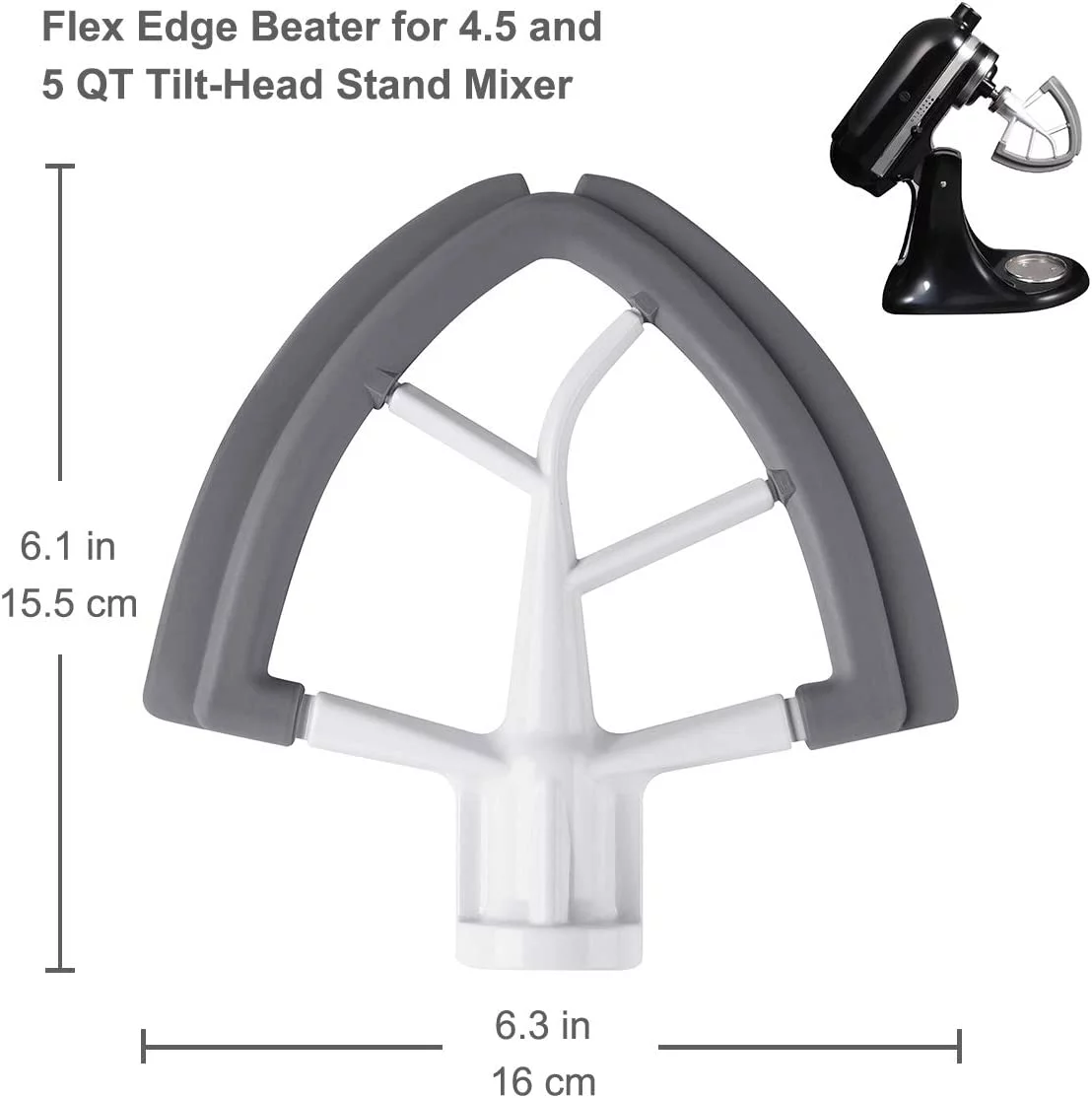 Flex Edge Beater & Pouring Shield KN1PS for KitchenAid 4.5-5 Quart Flat Beater Kitchen Aid Mixer Accessory