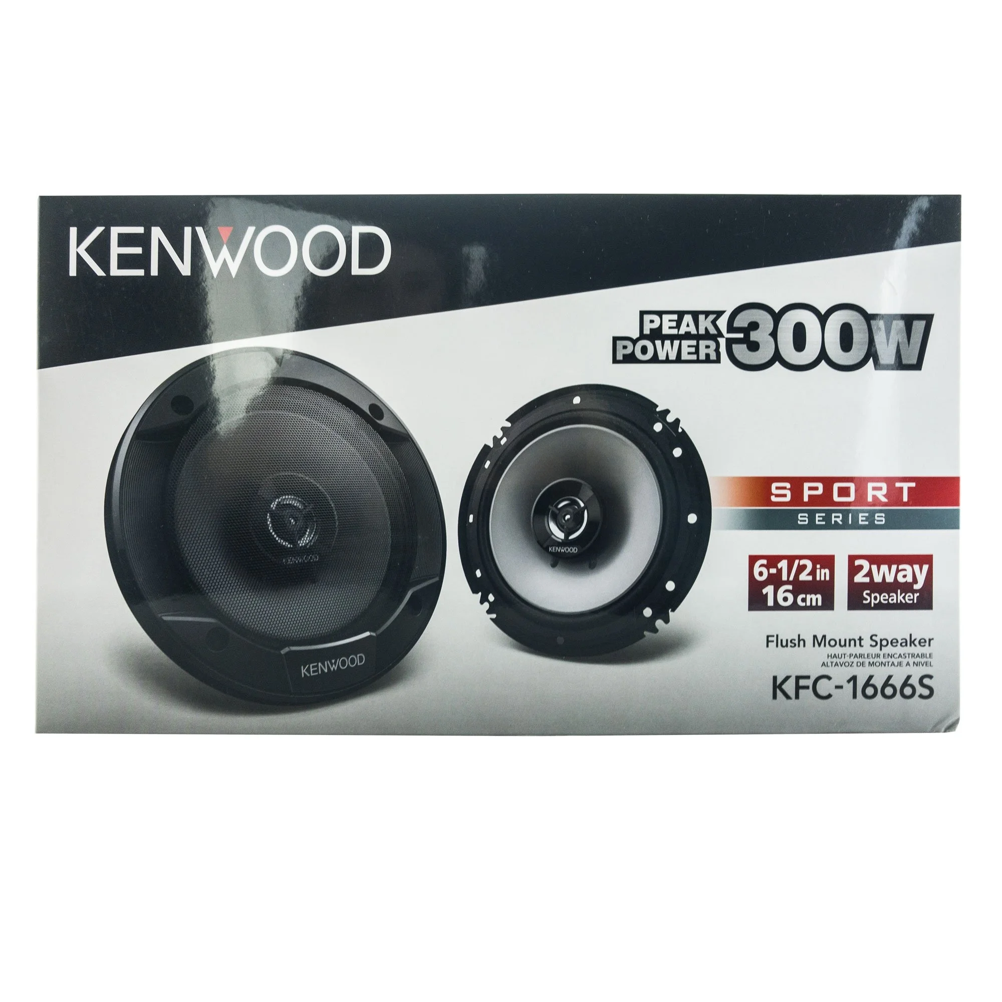 KENWOOD Sport Series KFC-1666S 6.5in., 300-Watt-Max 2-Way Full-Range Coaxial Speakers, Black, 2 Pack