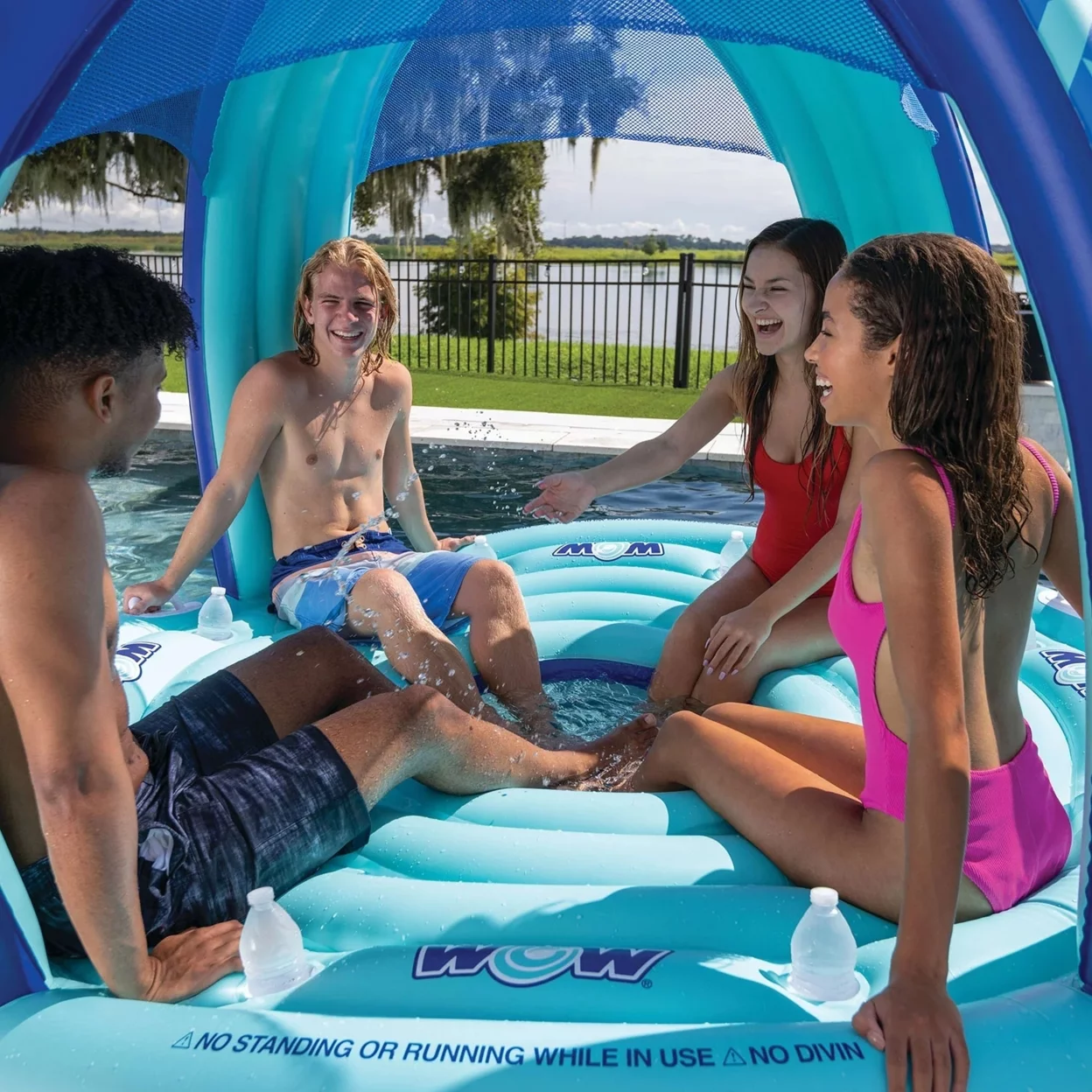 WOW Sports Pool Island Float, Inflatable Float with Canopy