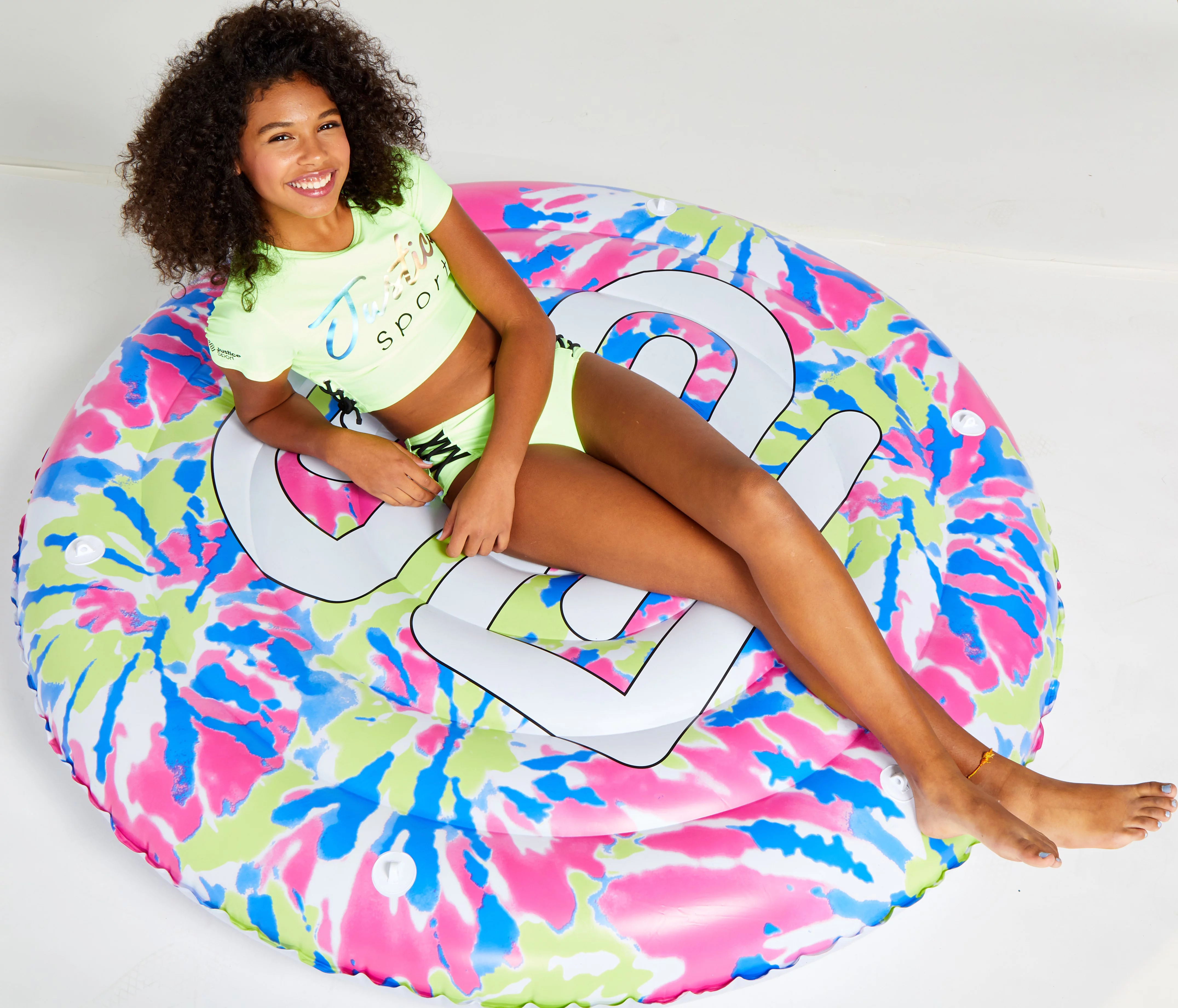 Justice 5ft Floating Island with Grab Rope, Color: Tie Dye, Ages 6+, 5 Feet, Unisex