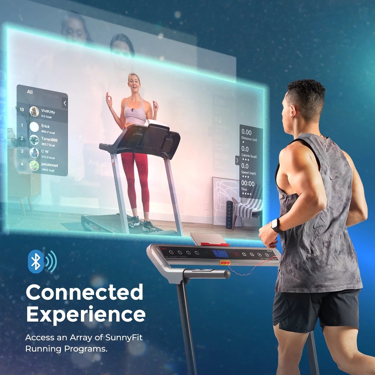 Sunny Health & Fitness Pegasus Smart Treadmill with 20?? Wide Running Belt and Customizable Workout Programs, Bluetooth Connectivity with SunnyFit App – SF-T722054