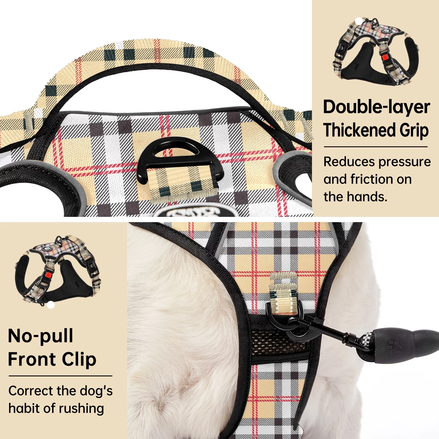 FURRYFECTION Dog Harness, No Pull Dog Vest Harness, Reflective No-Choke, Essential Pets Harness with Easy Control Handle