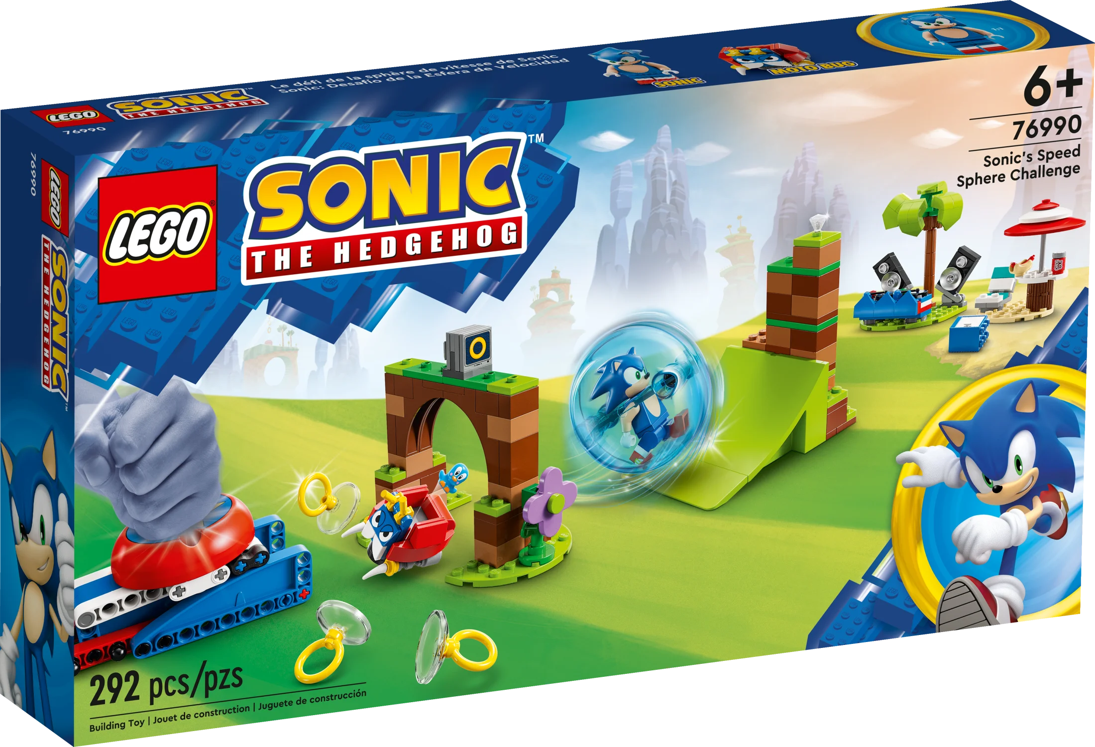 LEGO Sonic the Hedgehog Sonic’s Speed Sphere Challenge Building Toy Set, Sonic Playset with Speed Sphere Launcher and 3 Sonic Figures, Fun Birthday Gift for Young Fans Ages 6 and Up, 76990