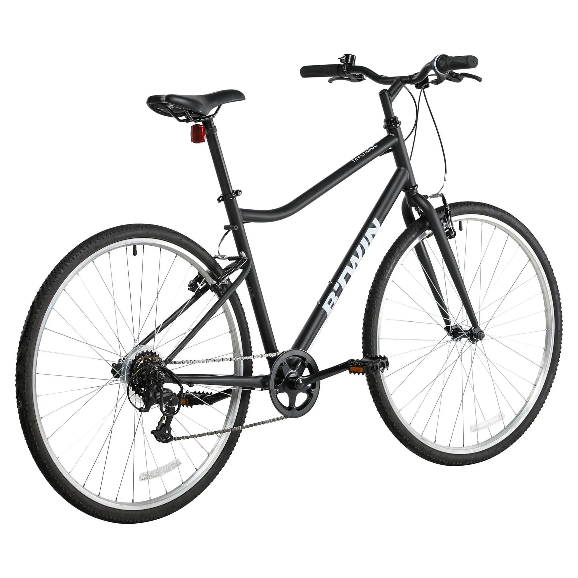 Decathlon Riverside 100, 6-Speed Adult Hybrid Bike, Black