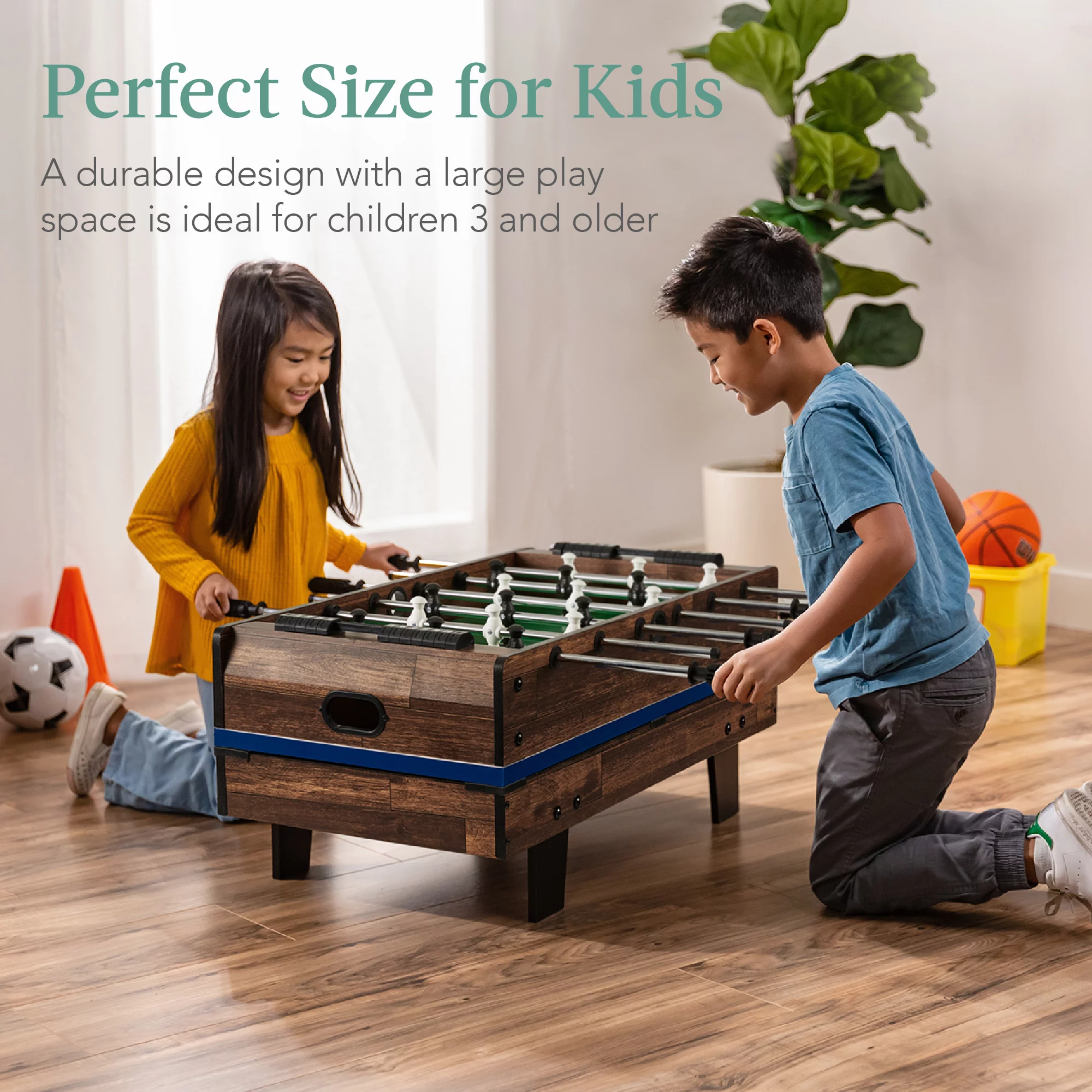 Best Choice Products 11-in-1 Kids Combo Game Set w/ Ping Pong, Foosball, Air Hockey, 5 Accessory Bags – Dark Wood