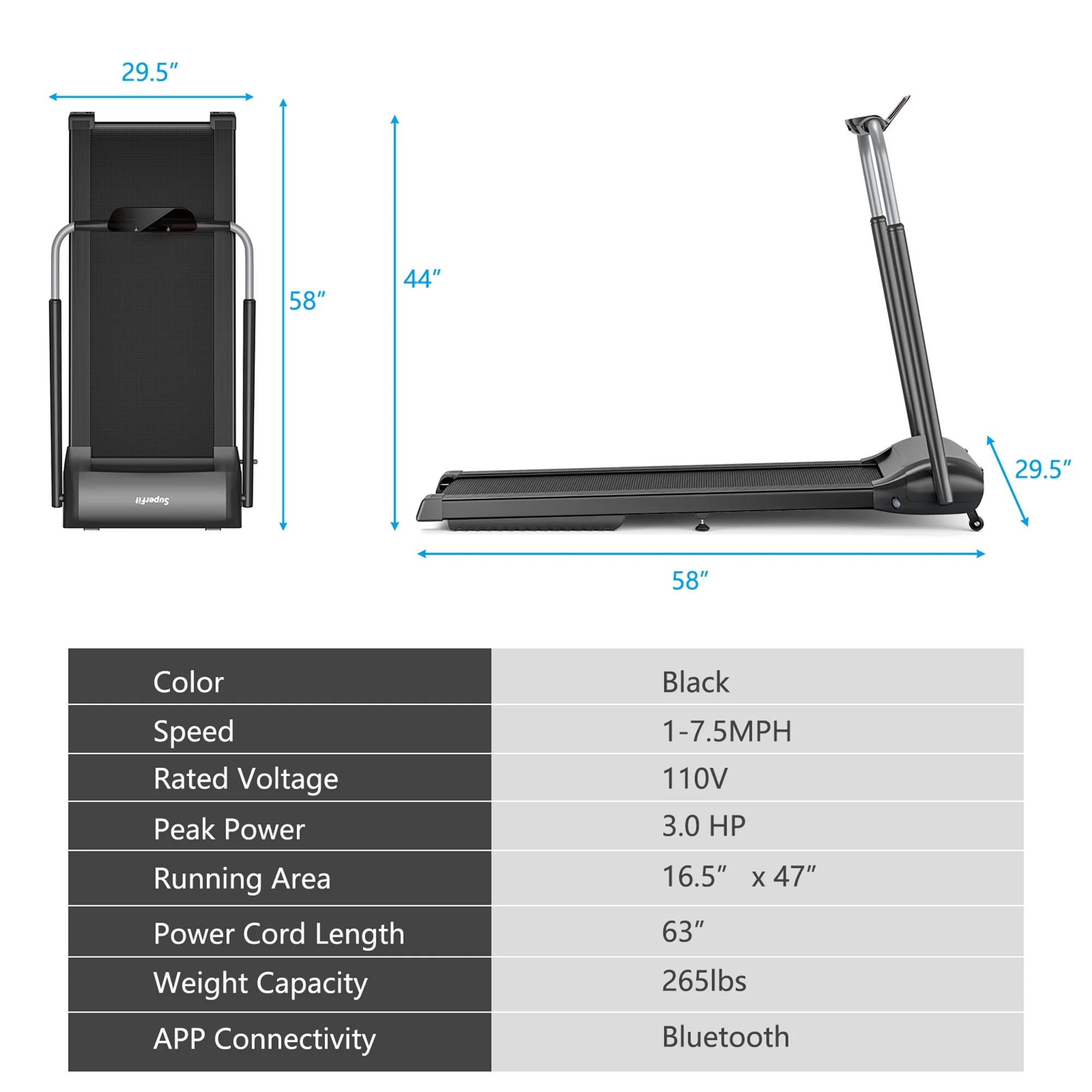 Gymax 3.0 HP Folding Exercise Treadmill Electric Walking Running Machine with LED Touch Screen