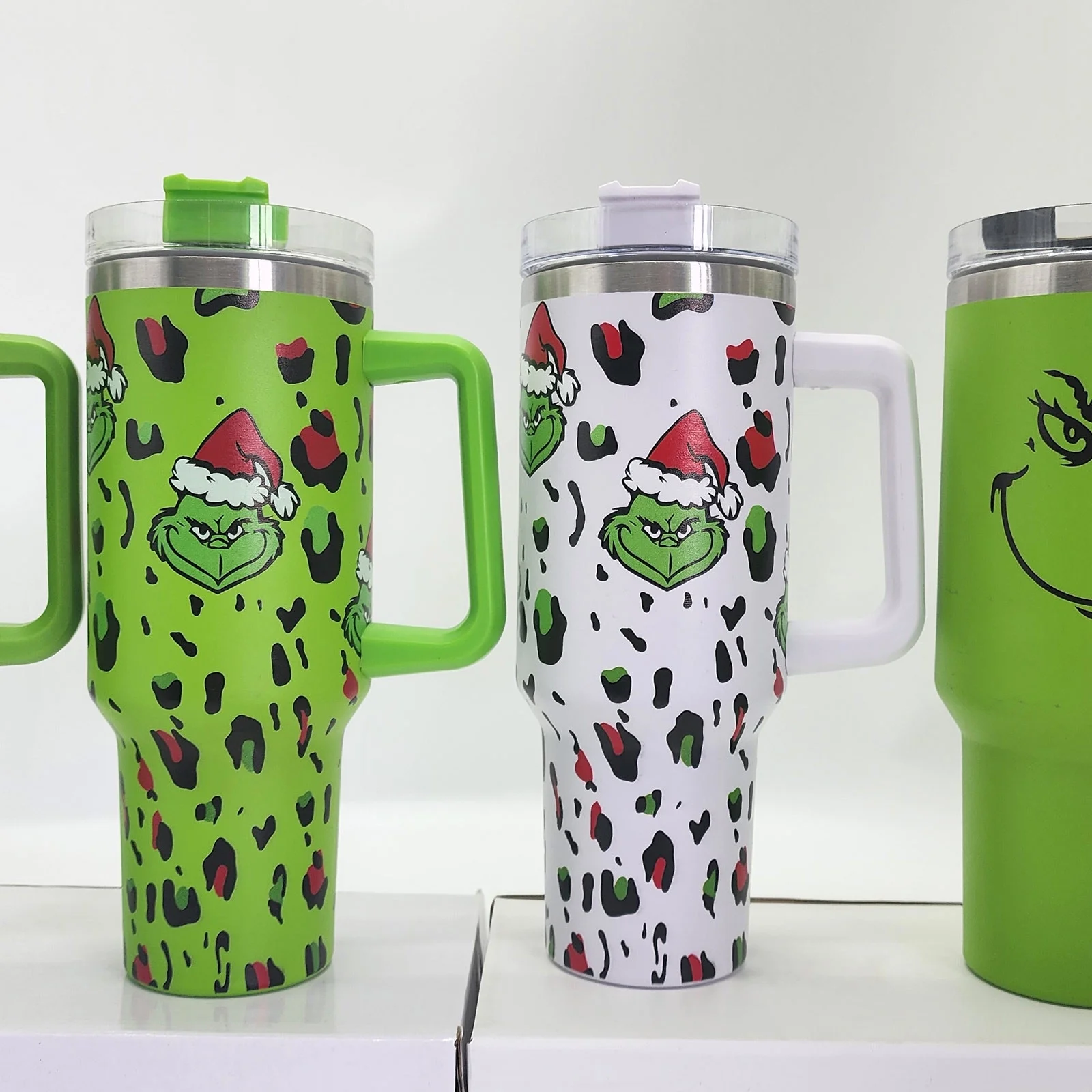 40 oz Tumbler with Handle and Lid, Grinch Tumbler, Grinch Tumbler Cup, Insulated Tumblers, Stainless Steel Tumblers Cup with Grinch Pattern, Grinch Cup Best Christmas Gift for Family,Lover,Friend