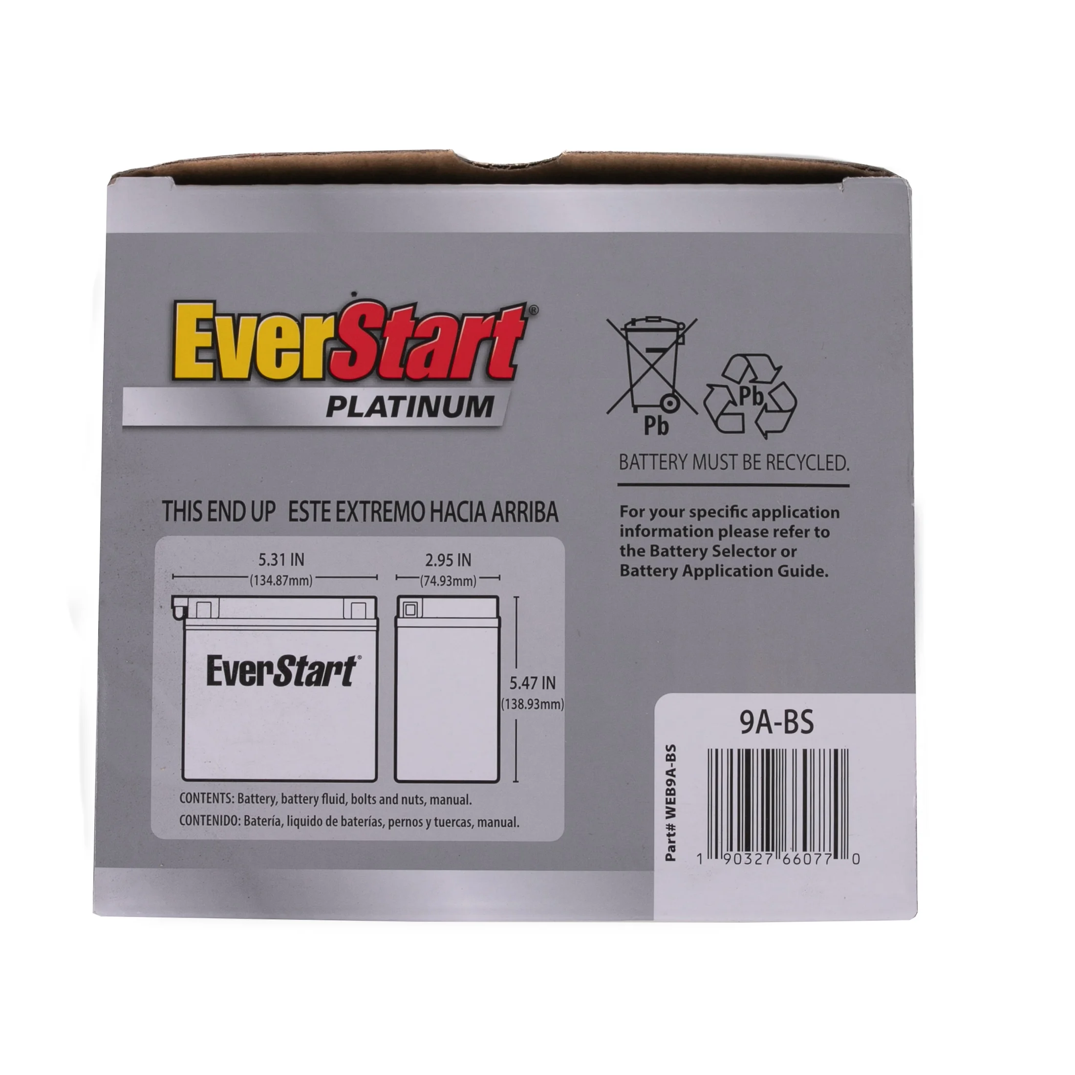 EverStart EB9A-BS AGM Dry PowerSport 12 Volt Battery