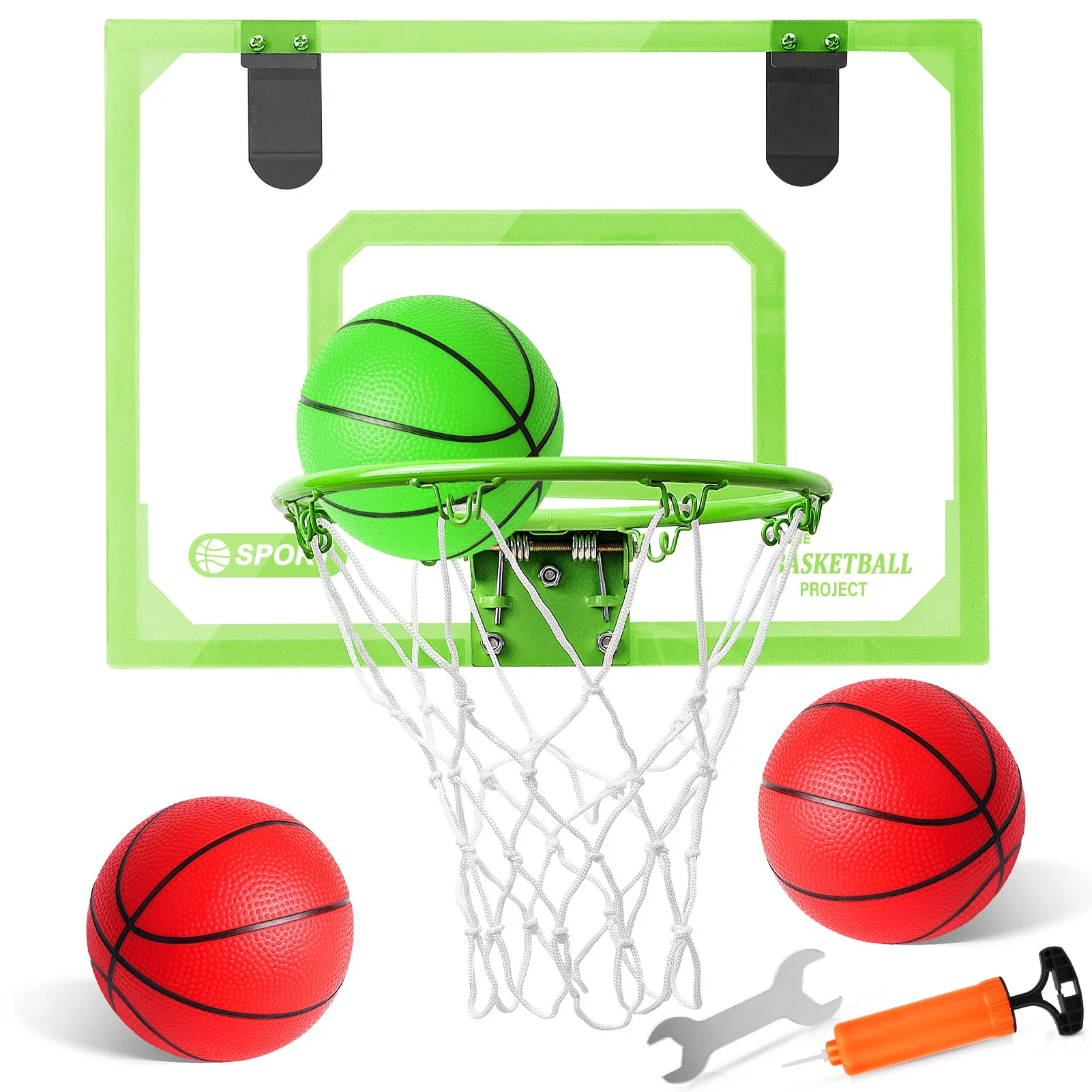 Mini Basketball Hoop Over the Door Glow in The Dark Indoor Basketball Hopp Christmas Birthday Gift for Kids Boys and Girls