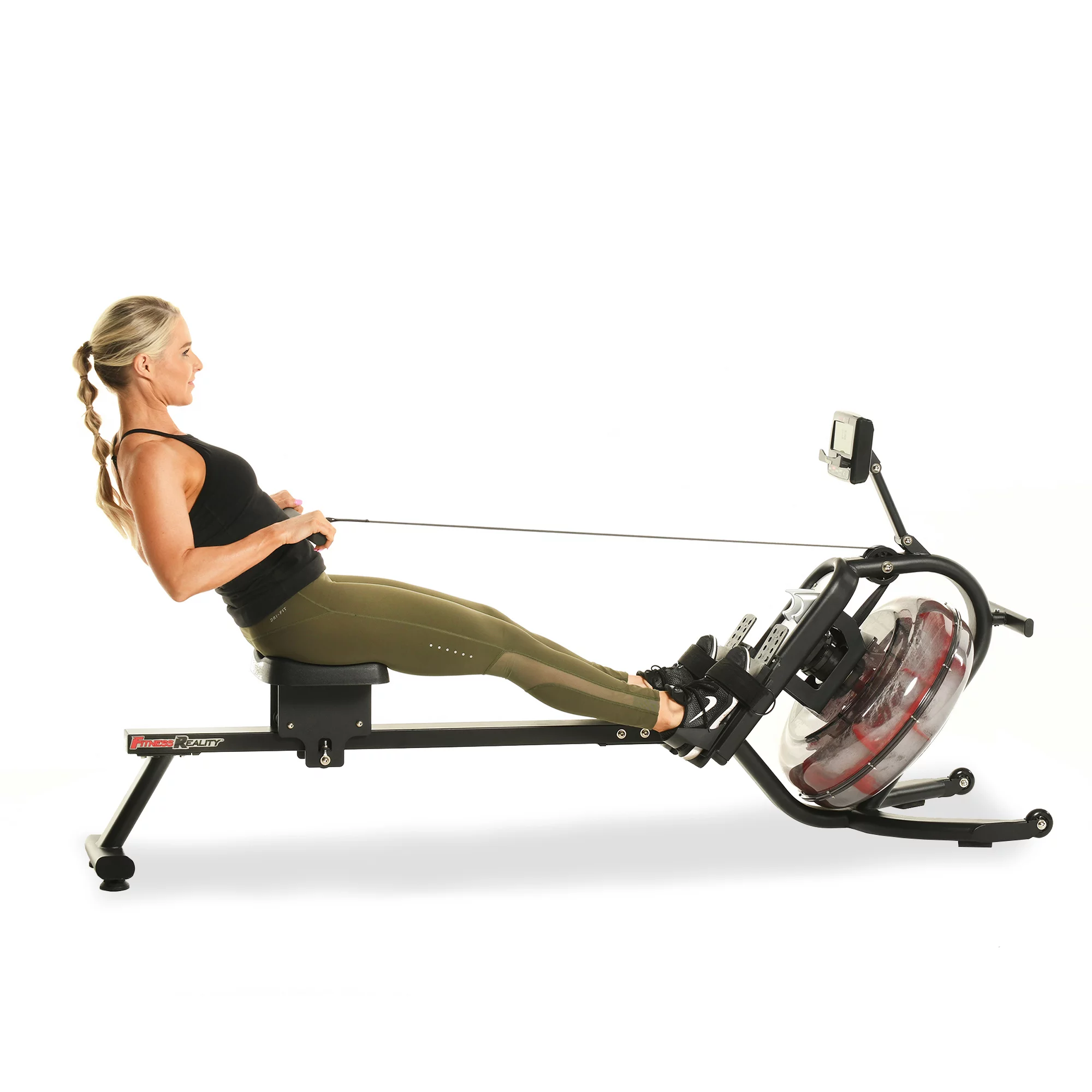 Fitness Reality 3000WR Water Rower Rowing Machine with HIIT Workout, 300 lbs weight capacity