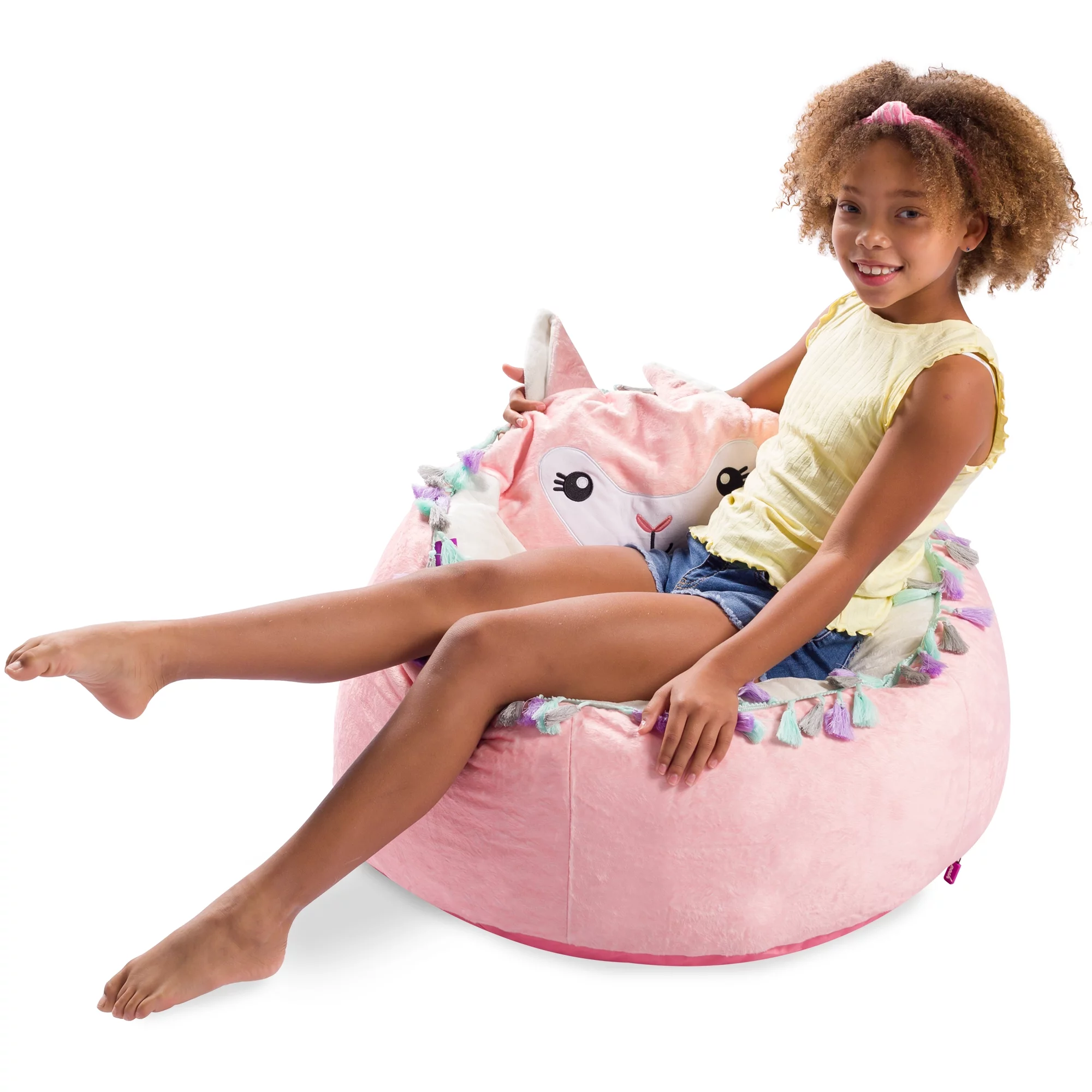 Posh Creations Bean Bag Chair, Memory Foam Lounger with Soft Cover, Kids, 2.5 ft, White Unicorn