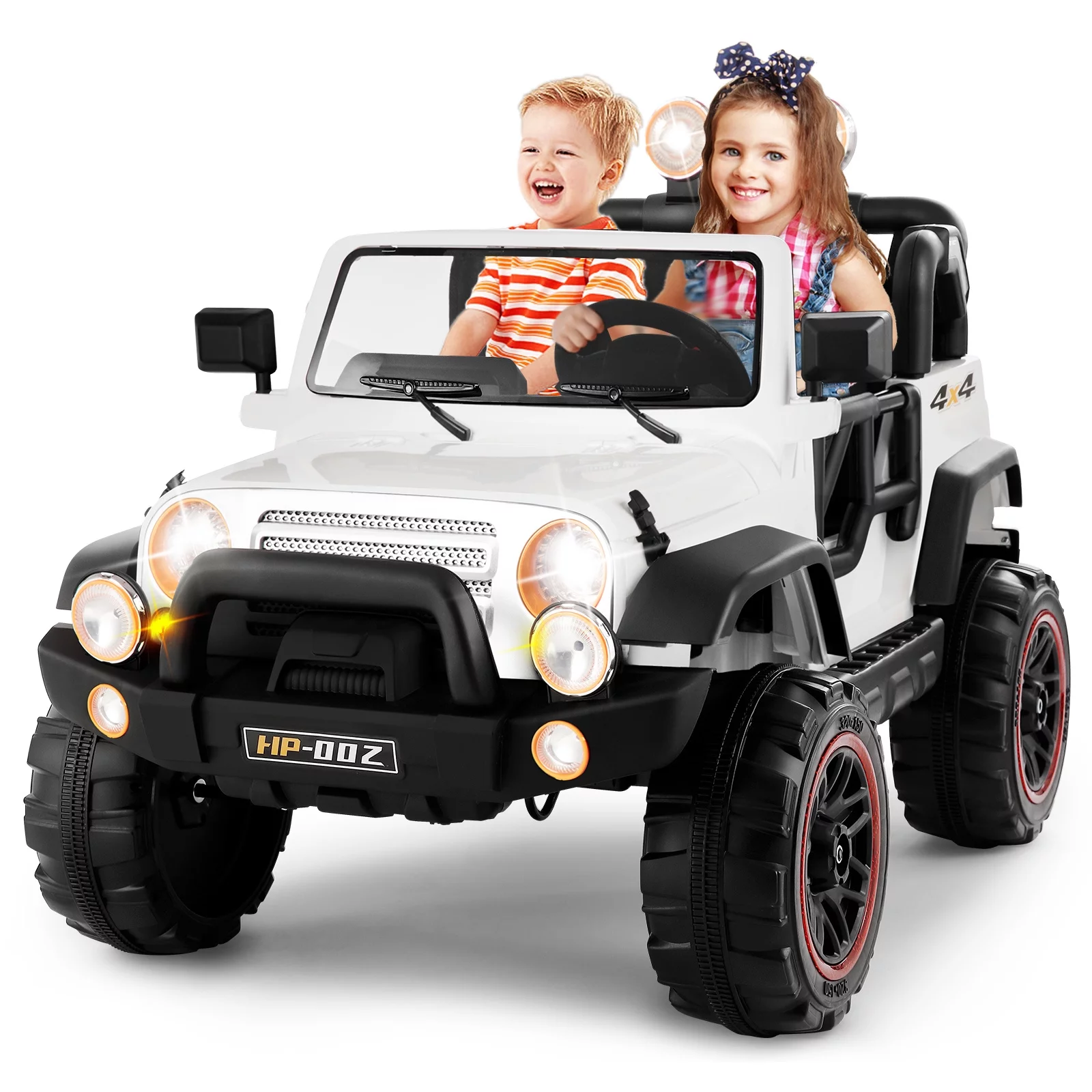 JOYLDIAS 12V Red Kids Ride on Truck Car Toys with MP3, LED Light, RC, Cover