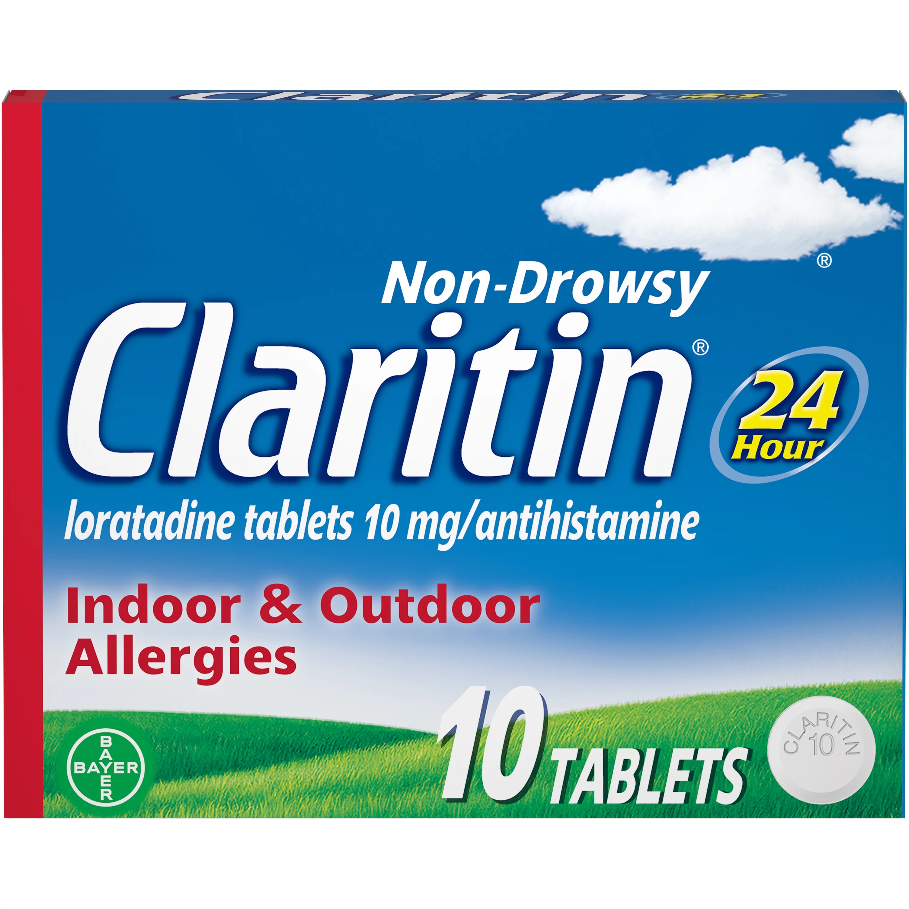 Claritin 24 Hour Non-Drowsy Allergy Medicine, Loratadine Antihistamine Tablets, 10 Ct