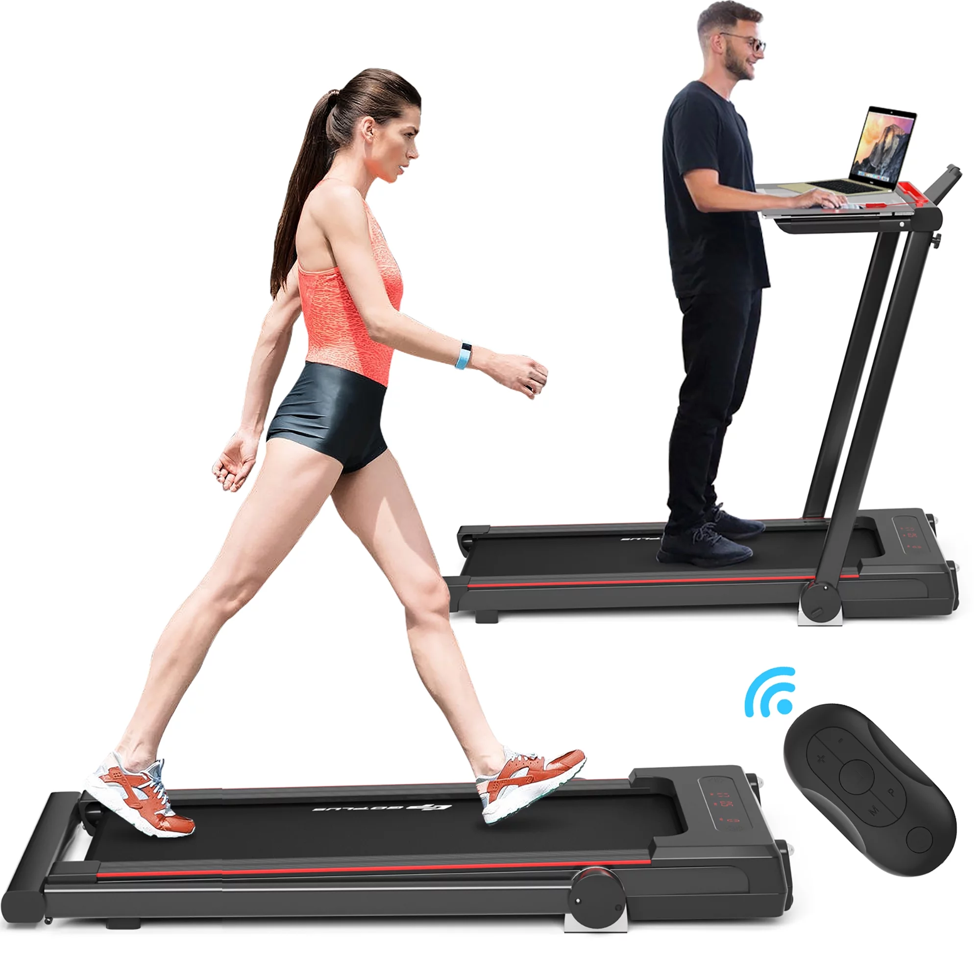 Goplus 2.25HP 3-in-1 Folding Treadmill W/Table Speaker Remote Control Home Office Black