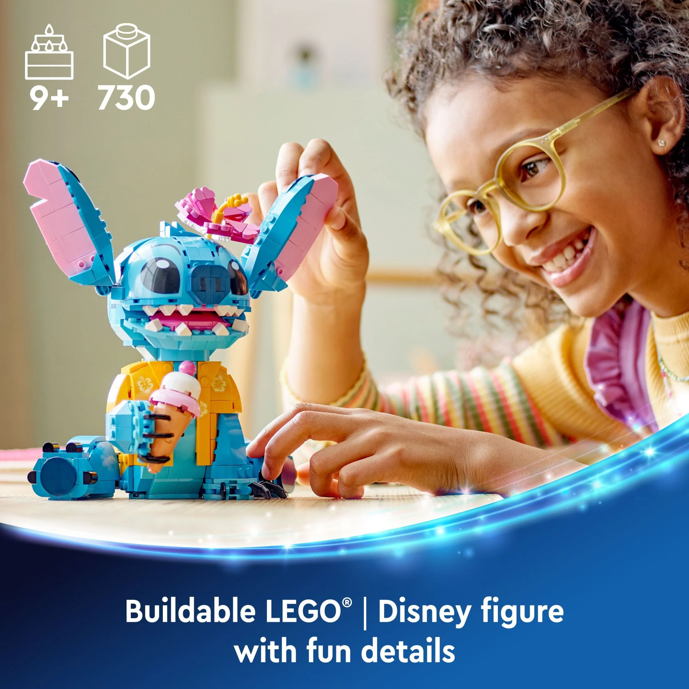 LEGO Disney Stitch Toy Building Kit, Disney Toy for 9 Year Old Kids, Buildable Figure with Ice Cream Cone, Fun Disney Gift for Girls, Boys and Lovers of the Hit Movie Lilo and Stitch, 43249