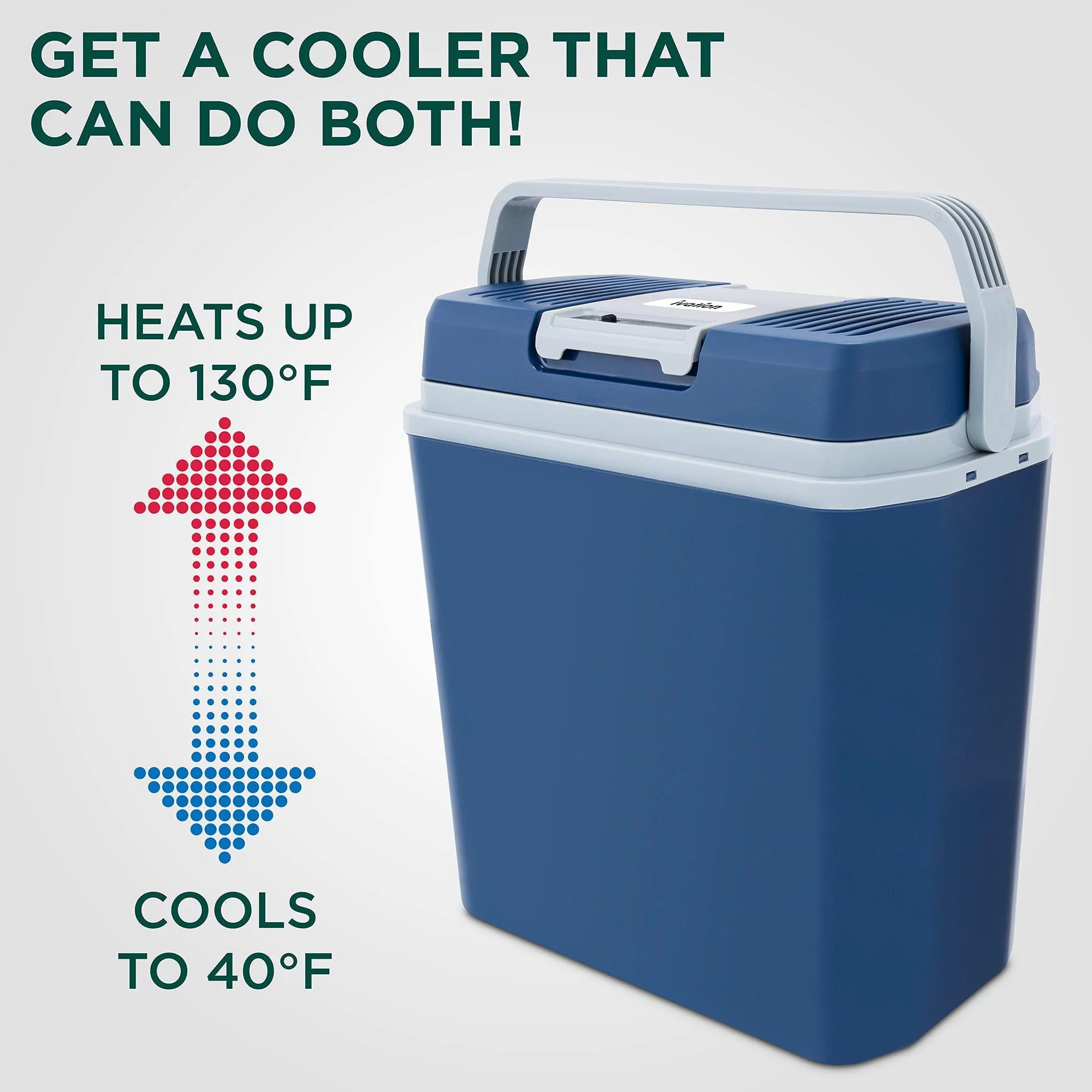 Ivation Electric Cooler & Warmer, 24 L Portable Thermoelectric 12 Volt Cooler with Handle (Blue)