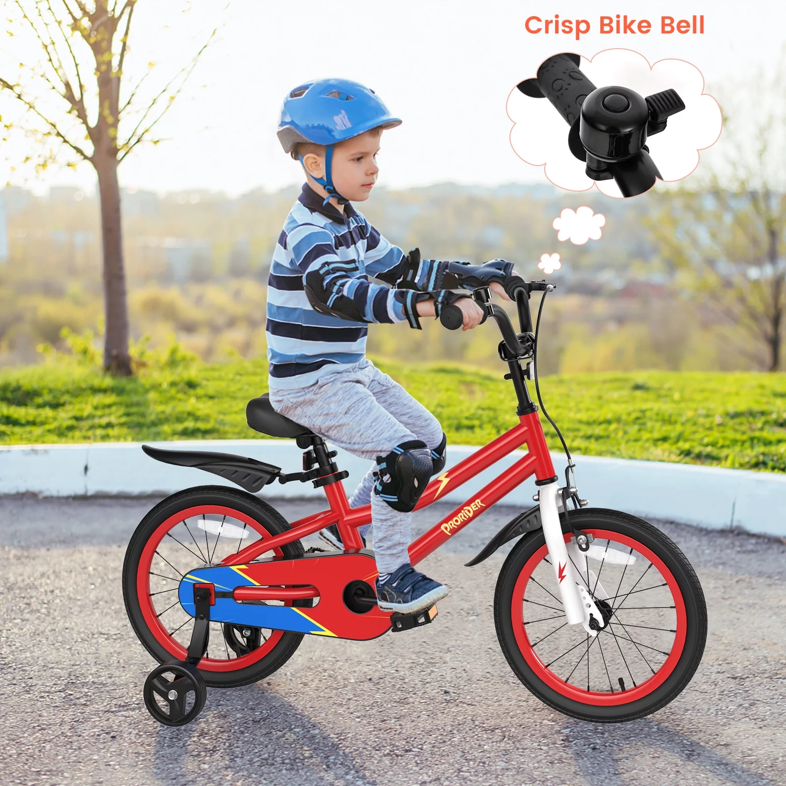 Costway 16” Kid’s Bike with Removable Training Wheels & Basket for 4-7 Years Old Red