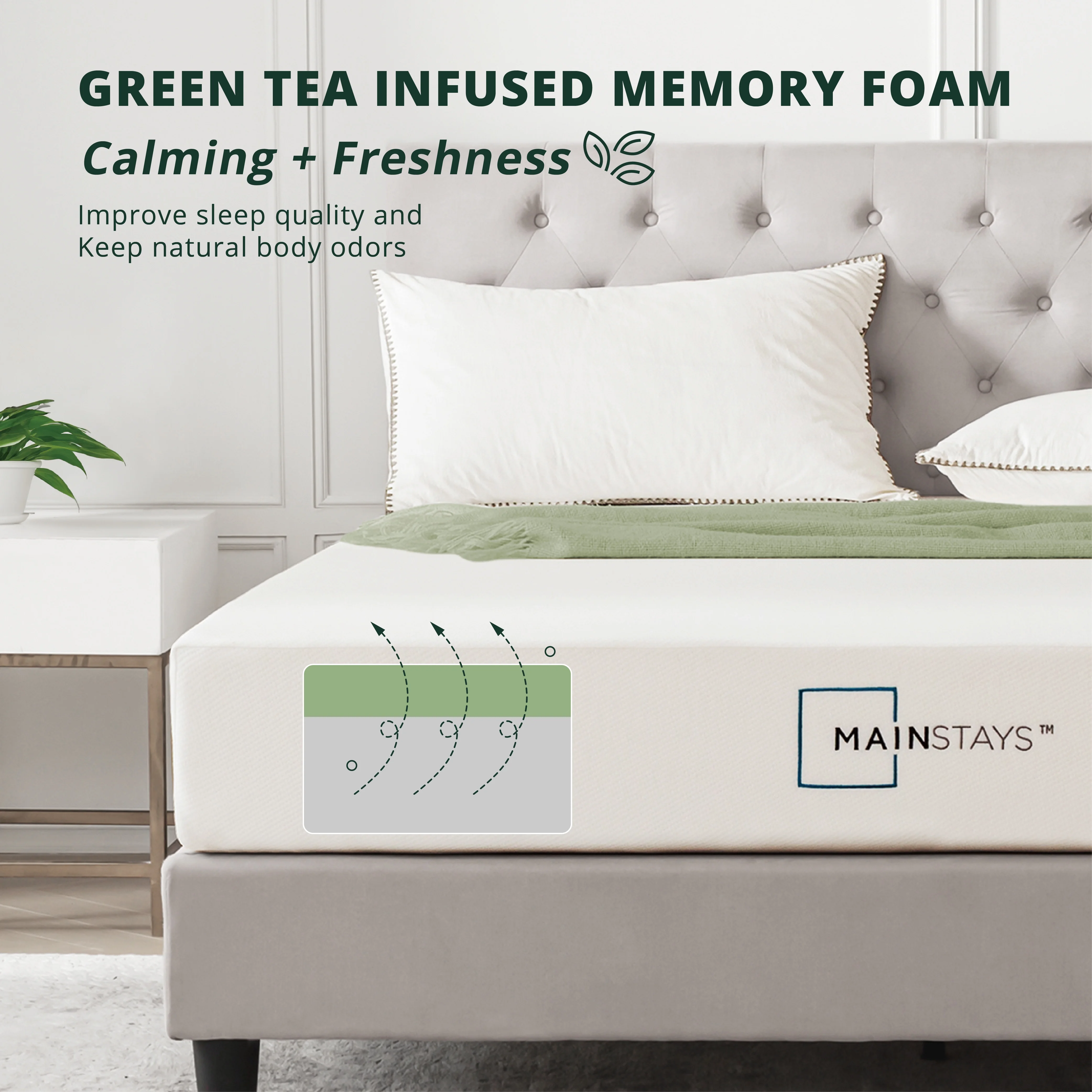 Mainstays 6?? Green Tea Infused Memory Foam Mattress, Twin