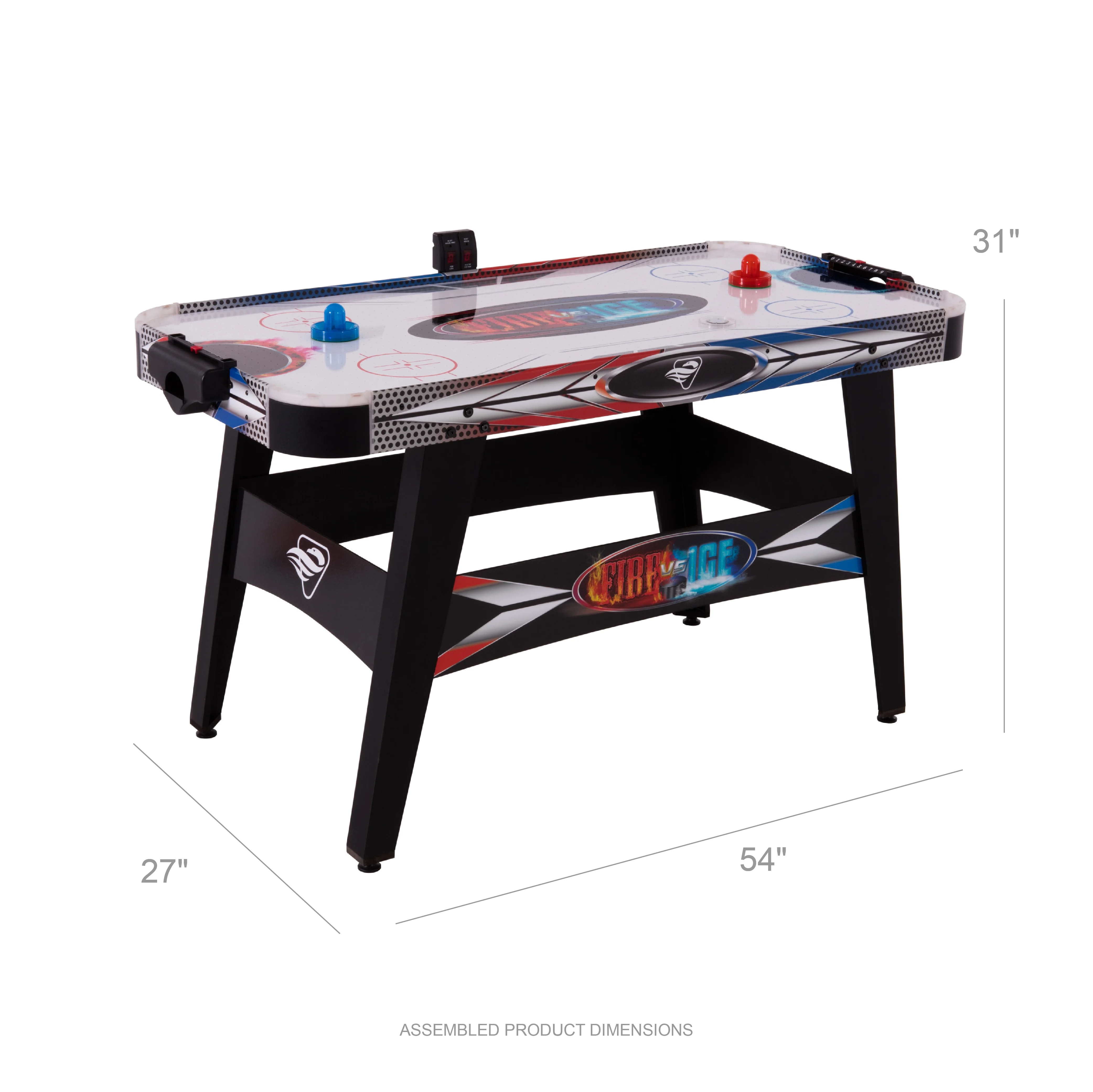 Triumph Fire ‘n Ice LED Light-Up 54″ Air Hockey Table Includes 2 LED Hockey Pushers and LED Puck