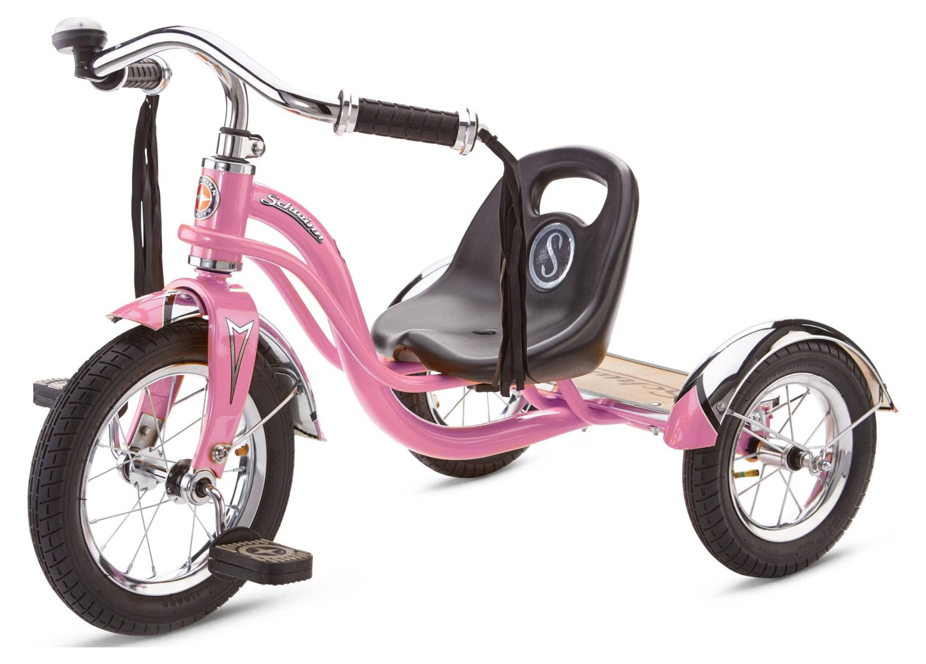 Schwinn Roadster Retro-Style Tricycle, 12-inch front wheel, ages 2 – 4, pink